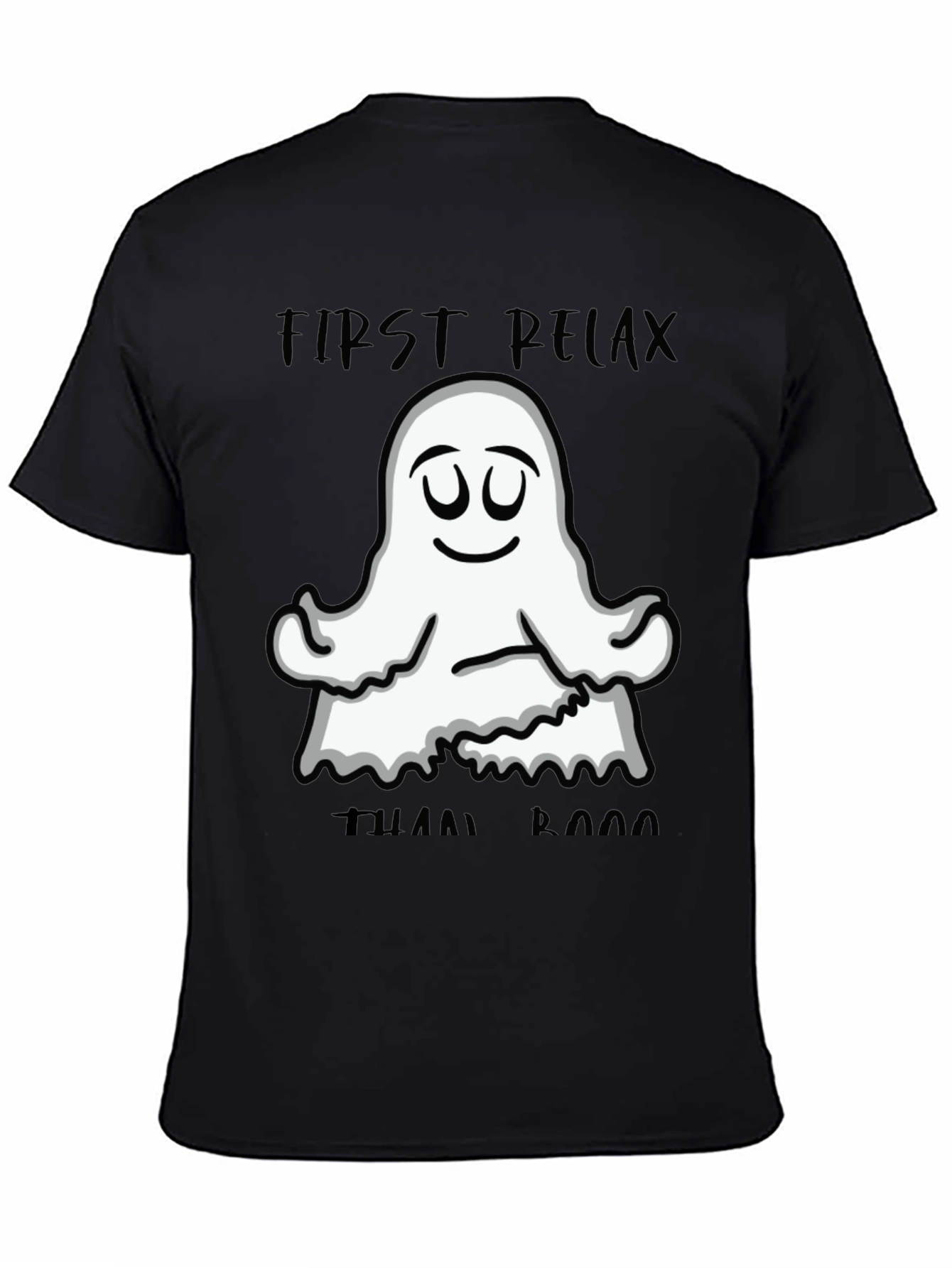 Black Relax Ghost Graphic T-Shirt - Halloween Yoga Tee view 4