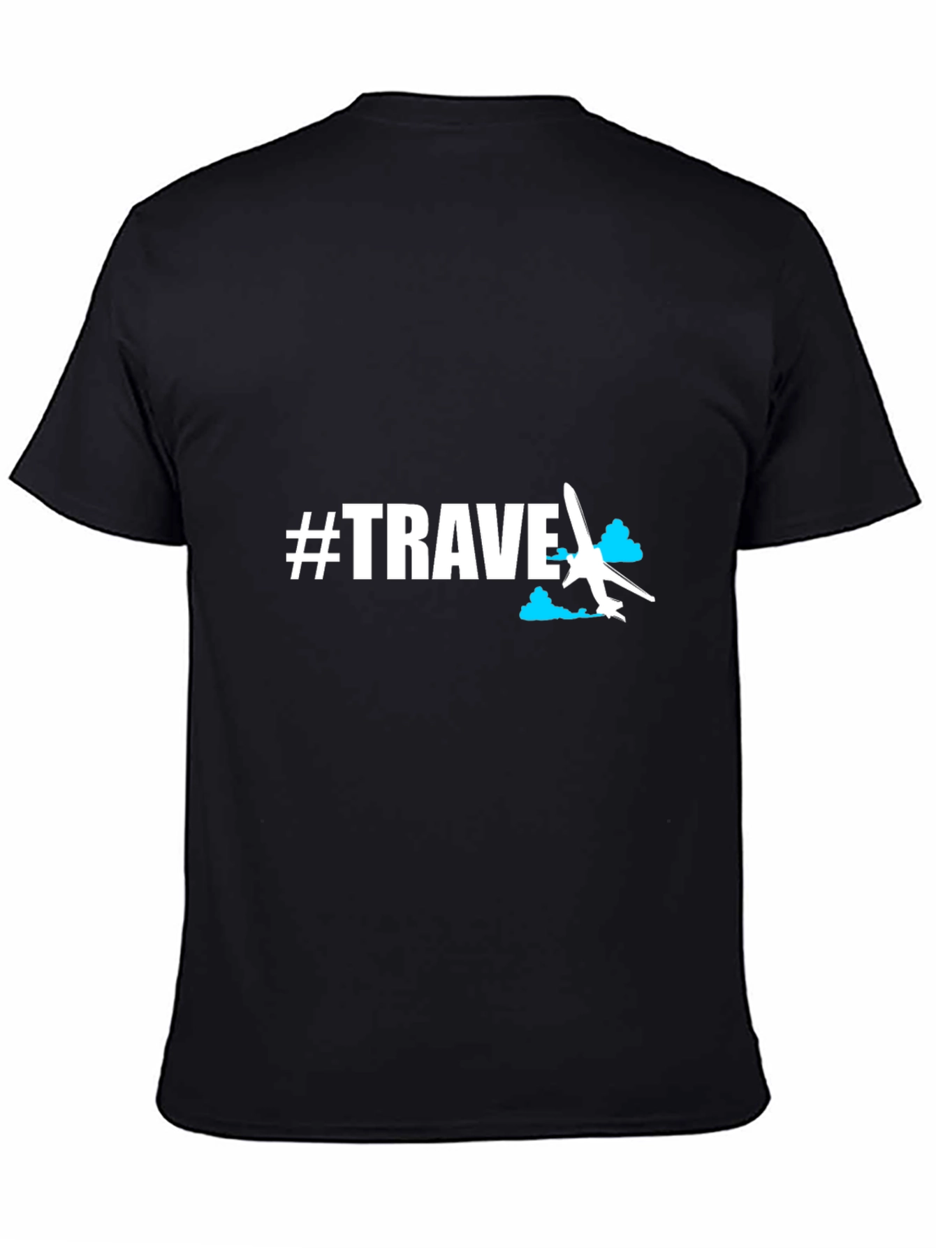 Black #Travel Graphic Tee - Black Crew Neck T-Shirt view 4
