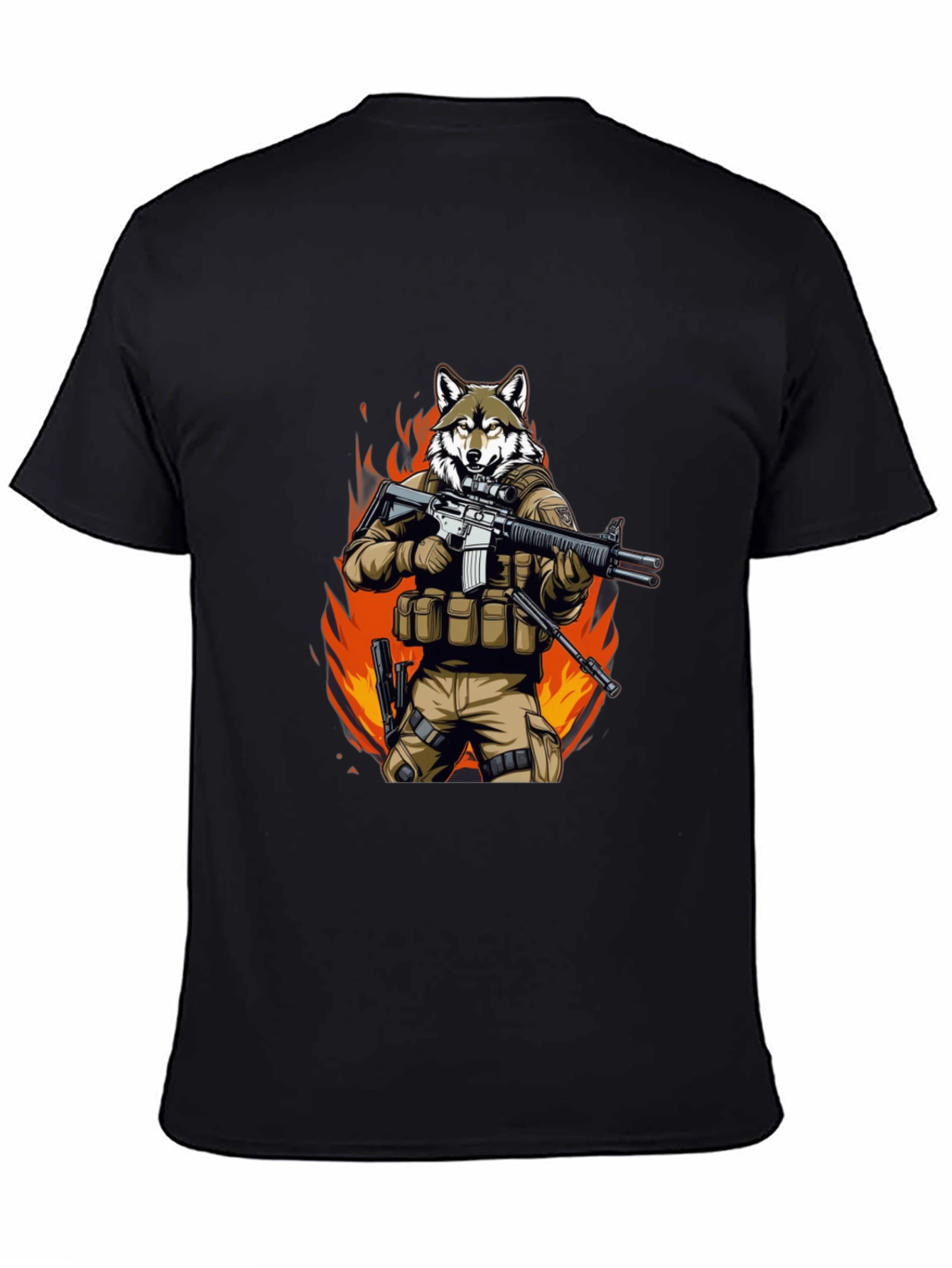 Black Tactical Wolf T-Shirt - Military Style Graphic Tee view 4