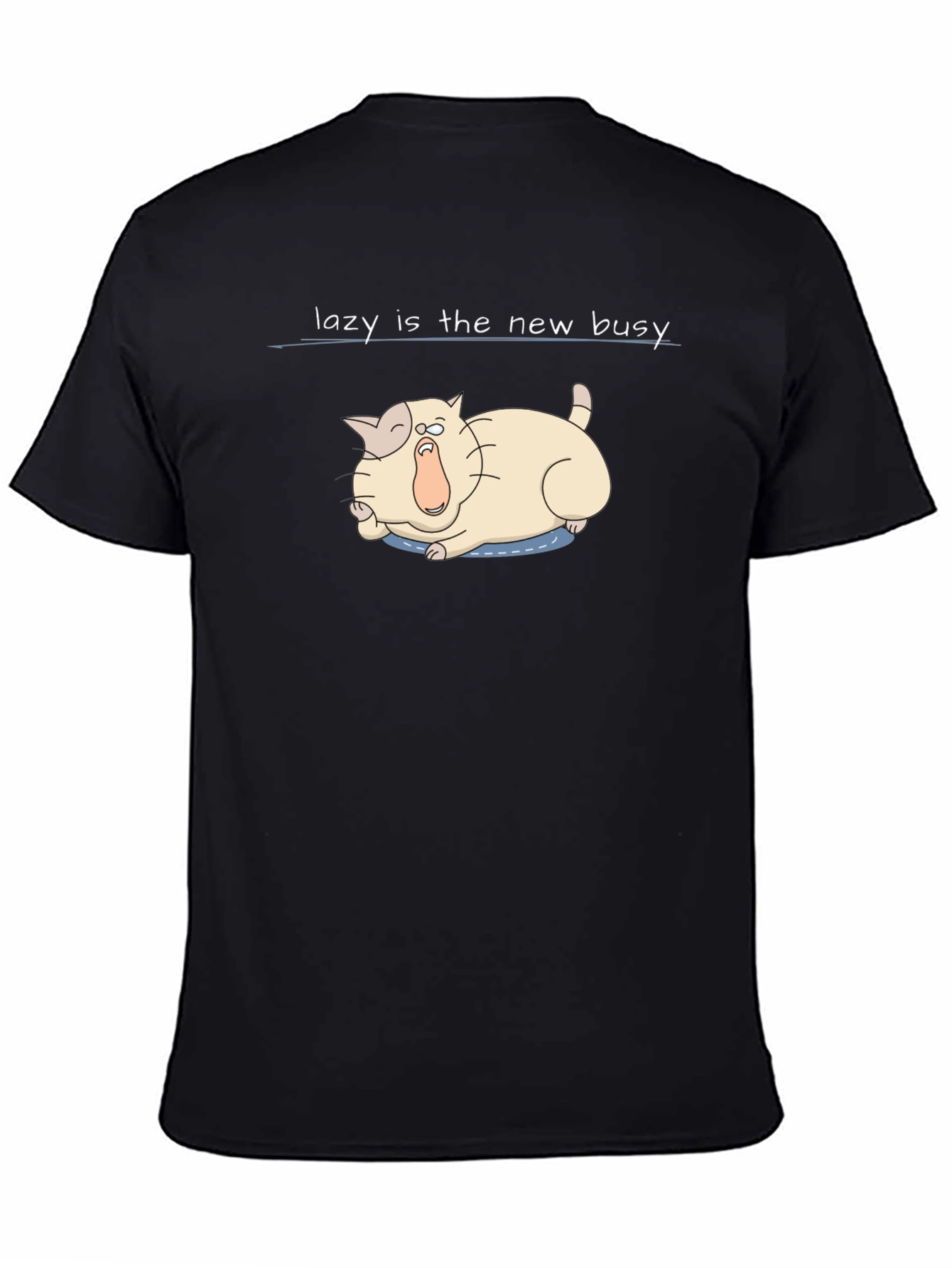 Black Lazy is the New Busy Tee - Funny Cat Graphic T-Shirt view 4