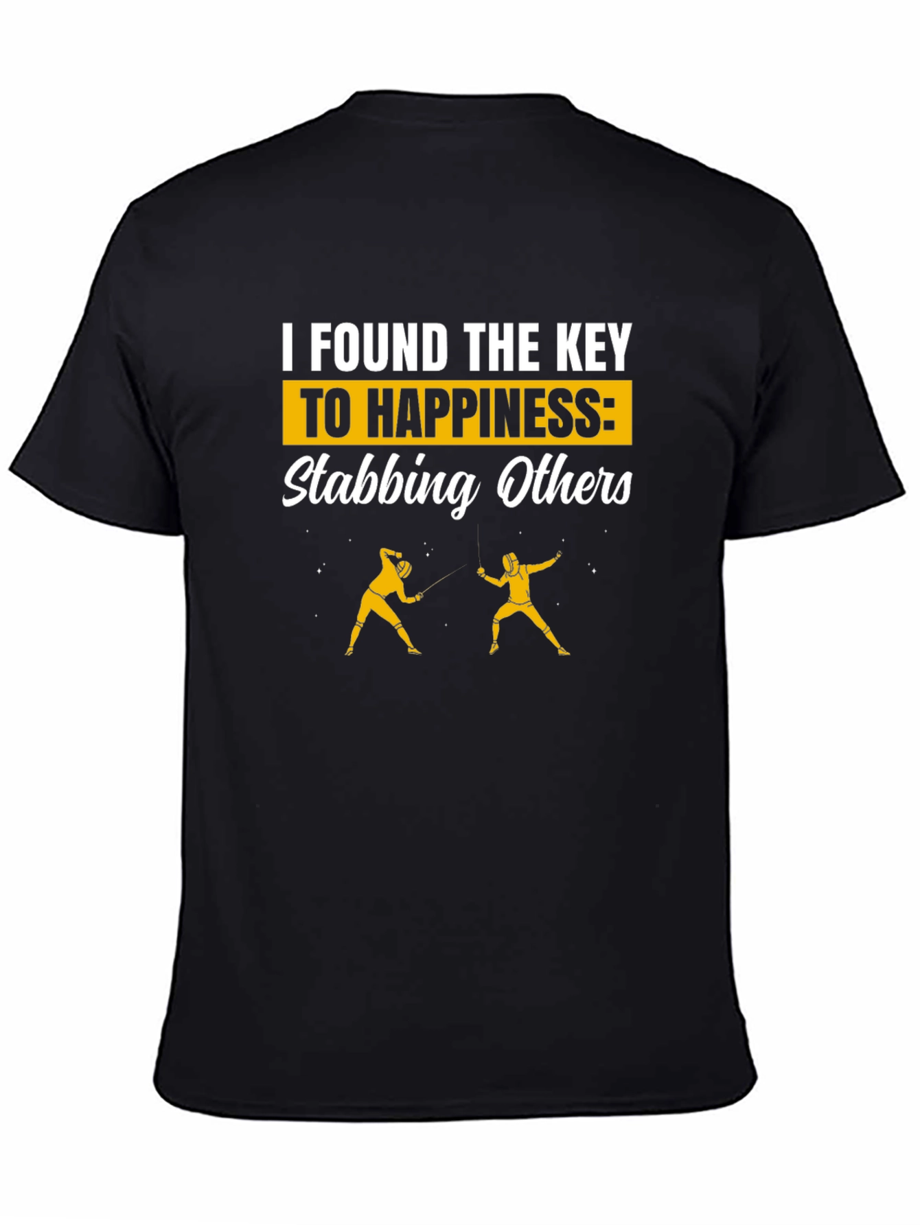 Black Funny Fencing T-Shirt - Key to Happiness view 4
