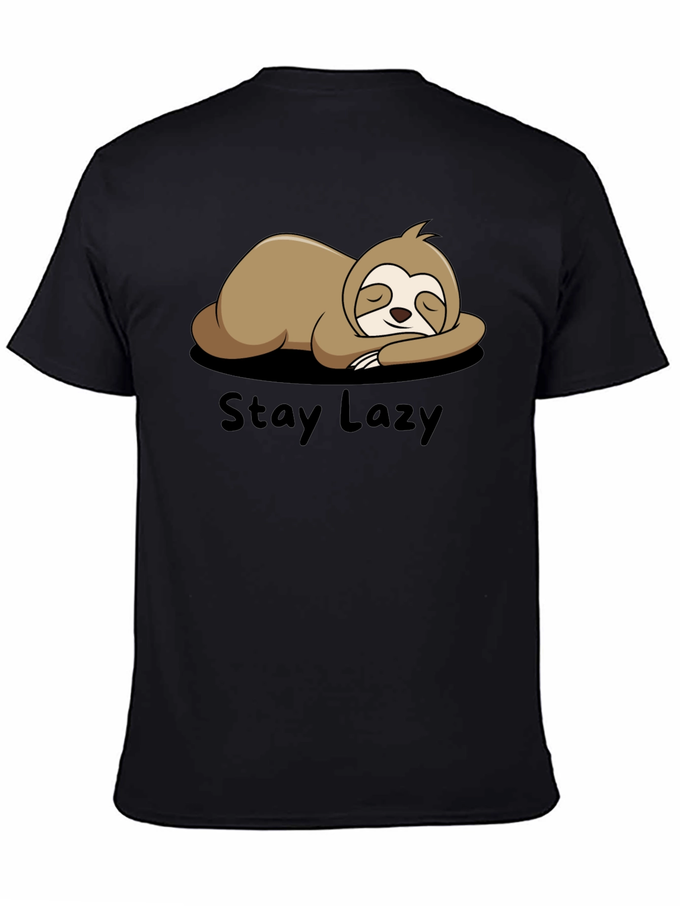 Black Stay Lazy Sloth Graphic Tee - Relaxed Fit view 4