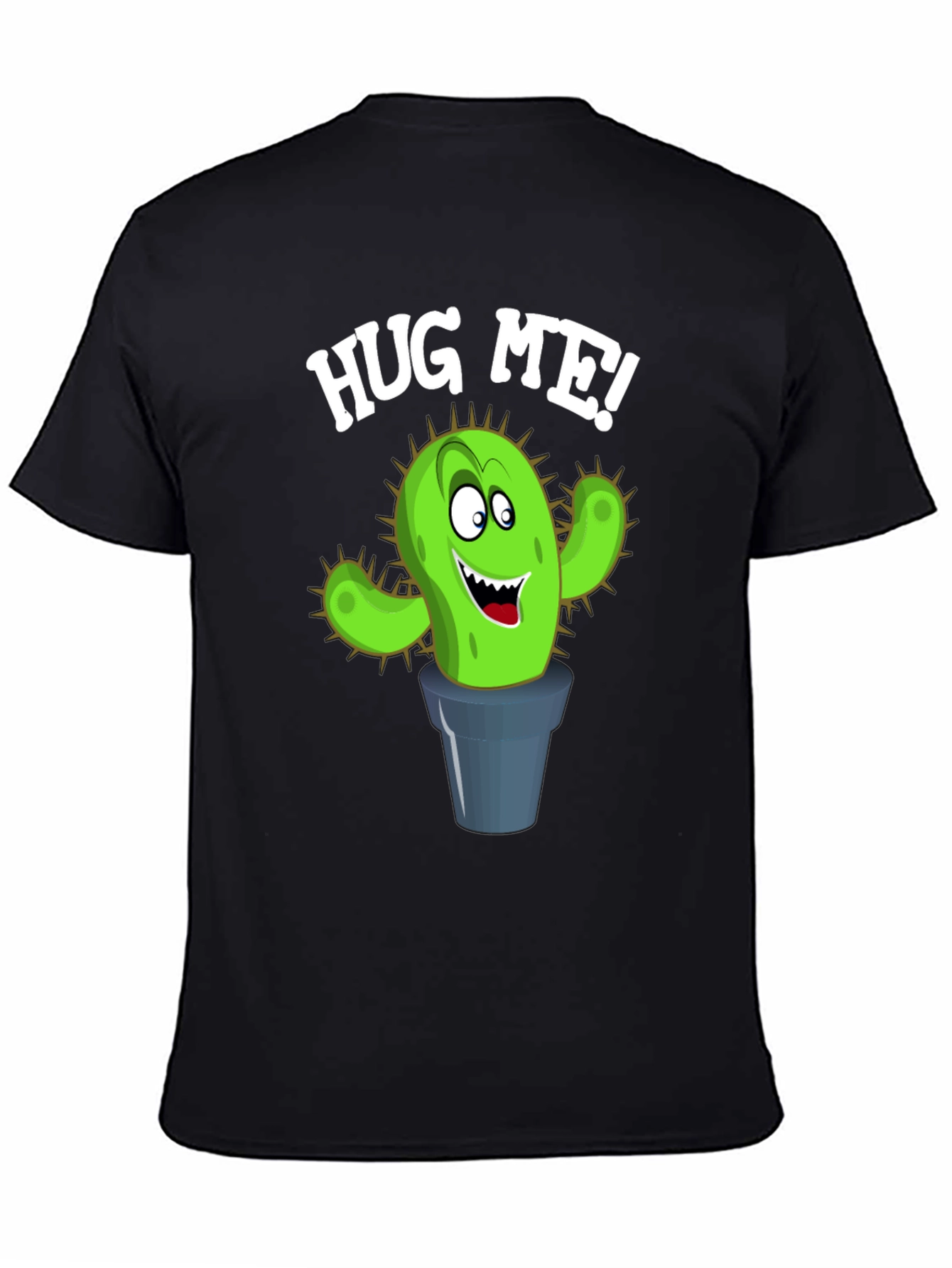 Black Hug Me Cactus Graphic Tee - Black view 4