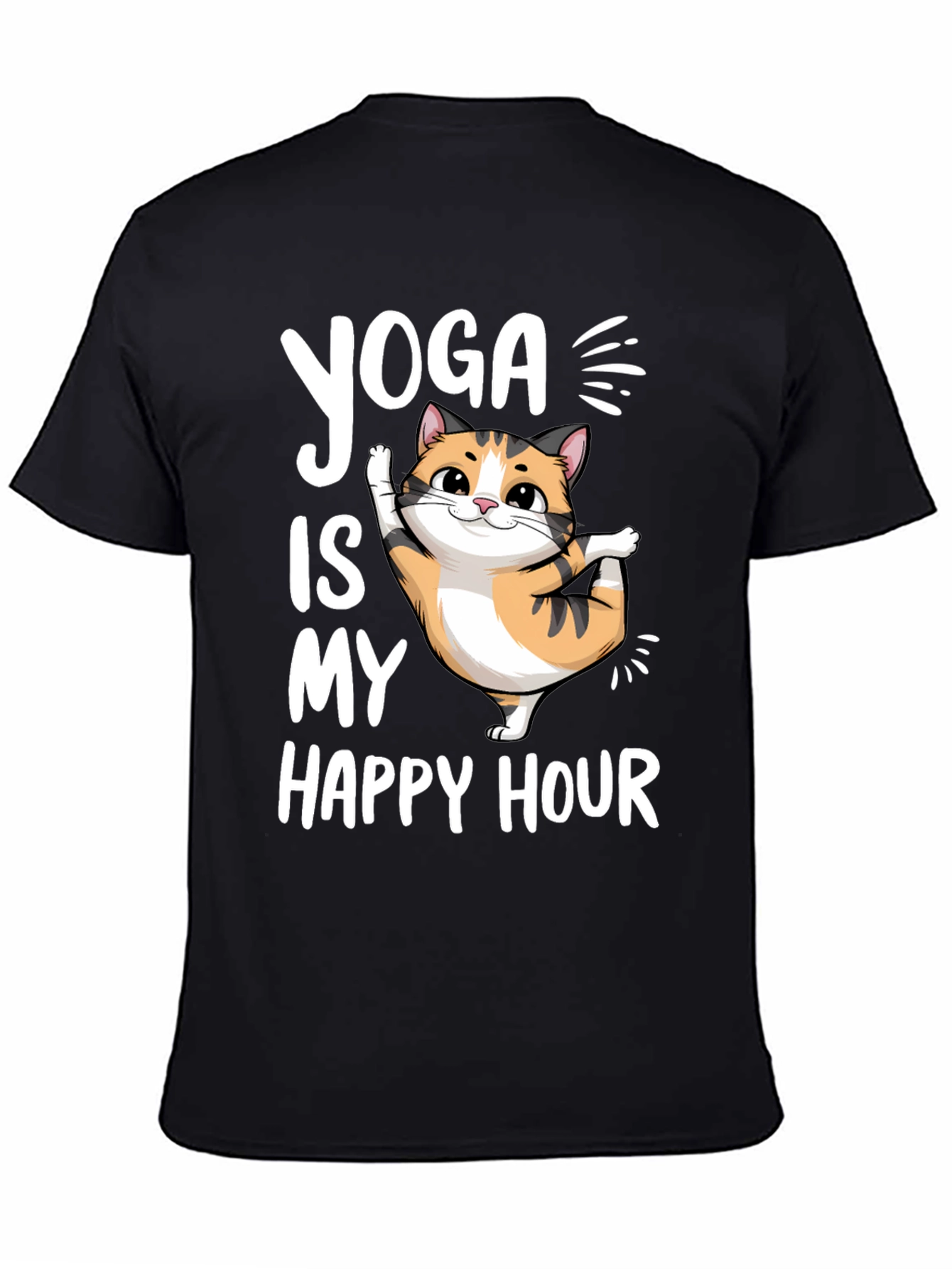 Black Yoga Cat T-Shirt - Happy Hour Tee view 4