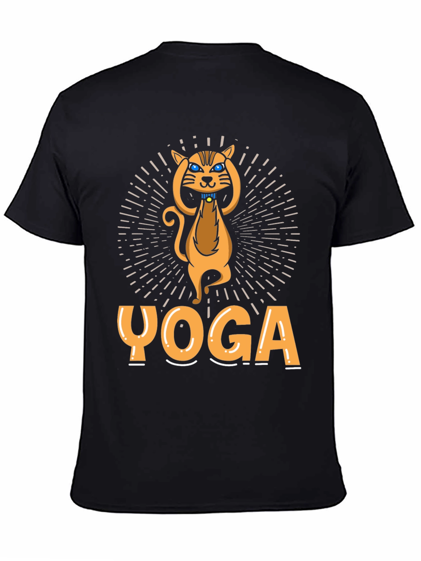 Black Yoga Cat Graphic T-Shirt - Unisex view 4