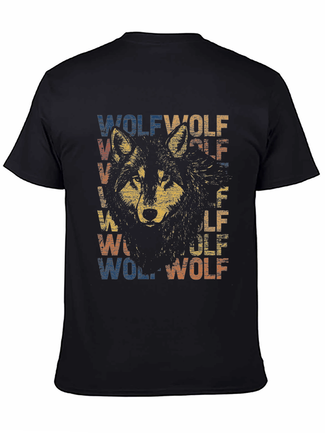 Black Vintage Wolf Graphic T-Shirt - Retro Style Tee view 4