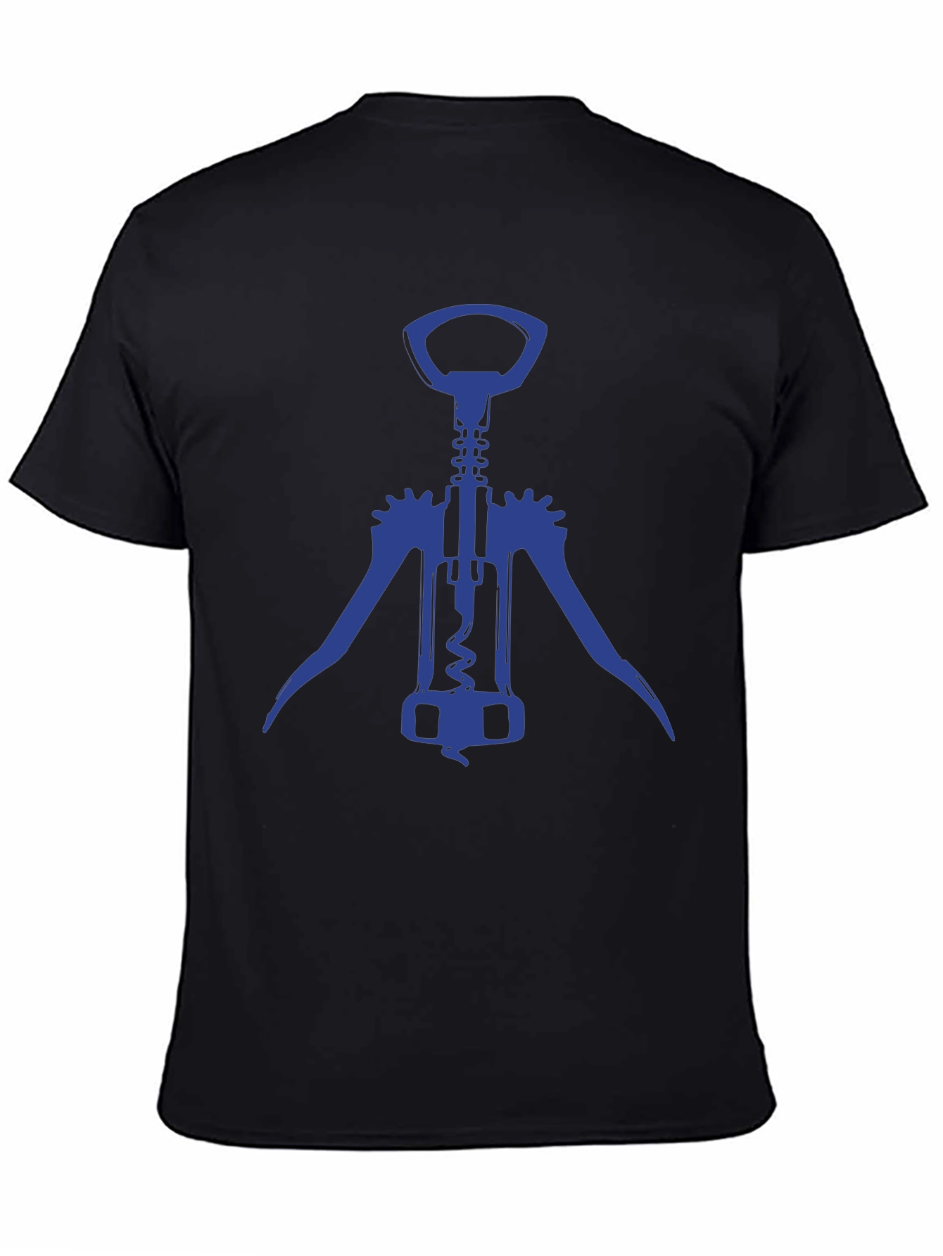 Black Wine Opener Graphic T-Shirt - Black Crew Neck Tee view 4