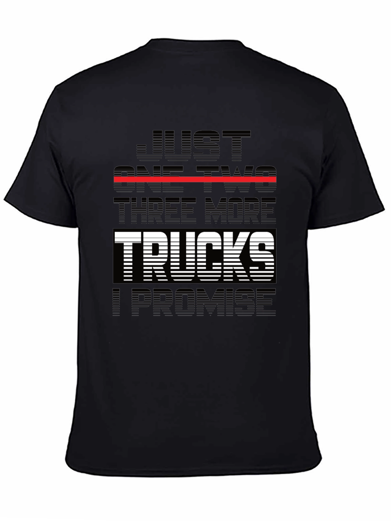 Black Just One Two Three More Trucks T-Shirt view 4