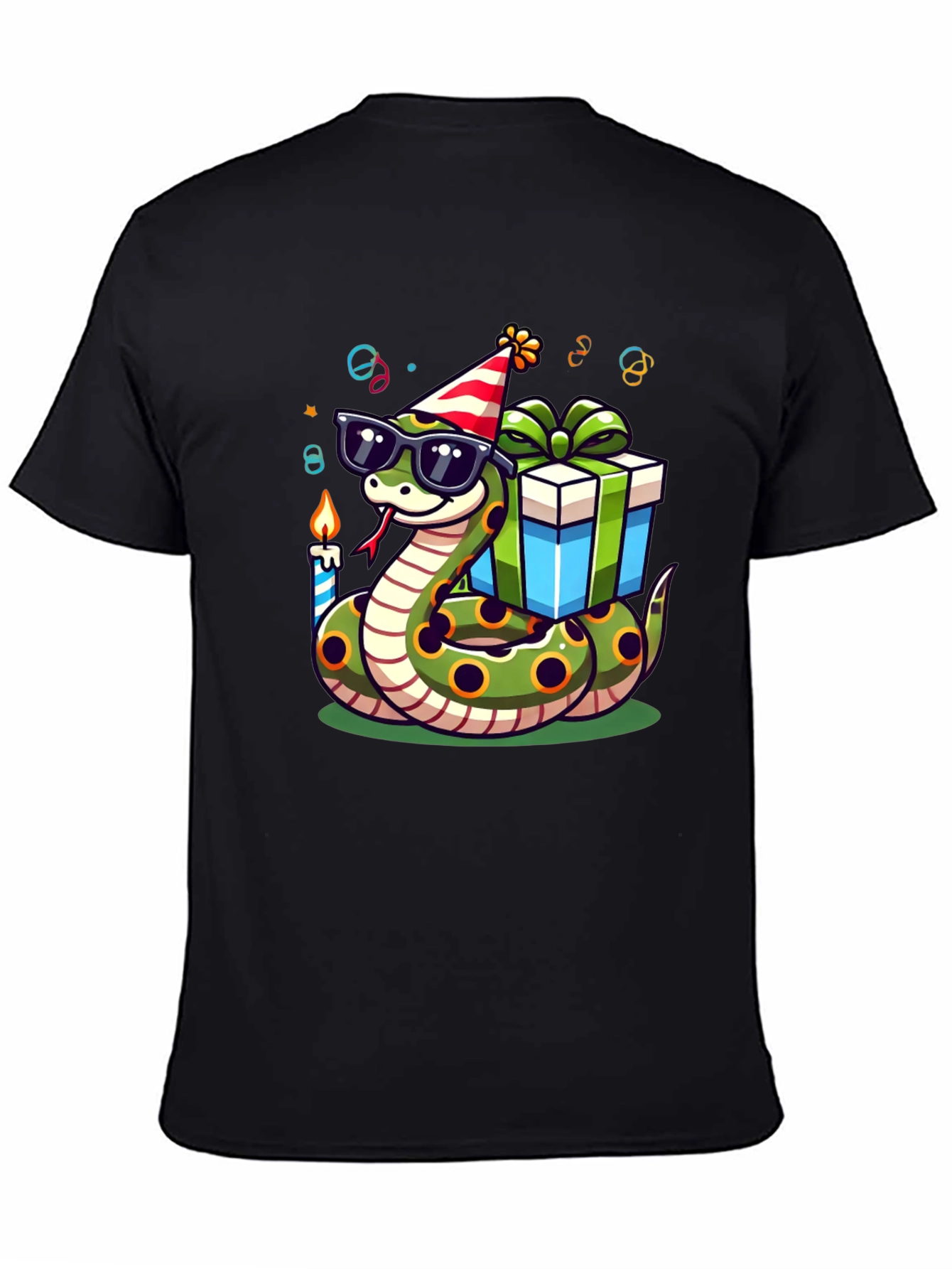 Black Birthday Snake T-Shirt: Party Reptile in Shades view 4