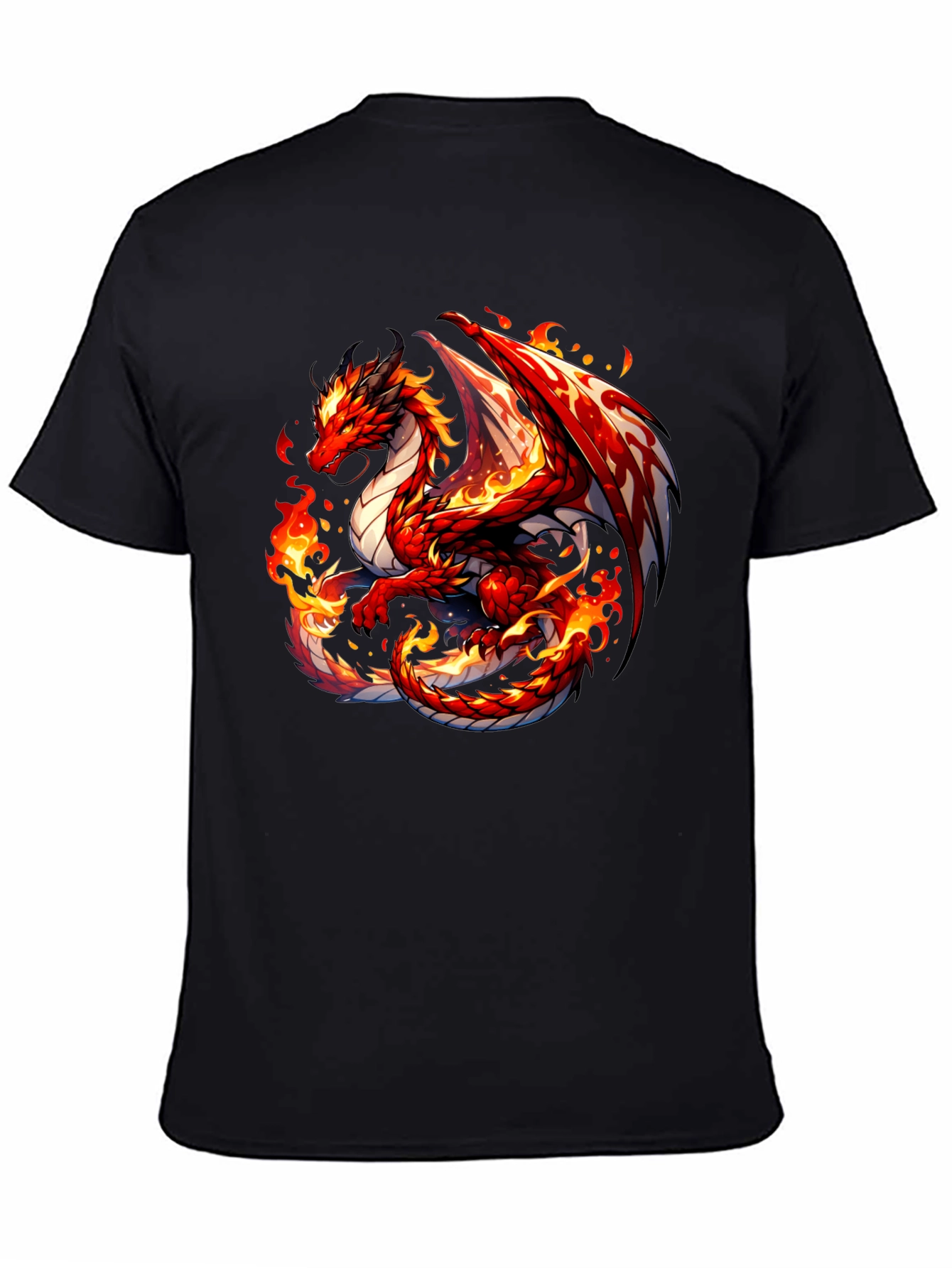 Fiery Dragon Graphic Tee - Black Cotton Shirt - 4