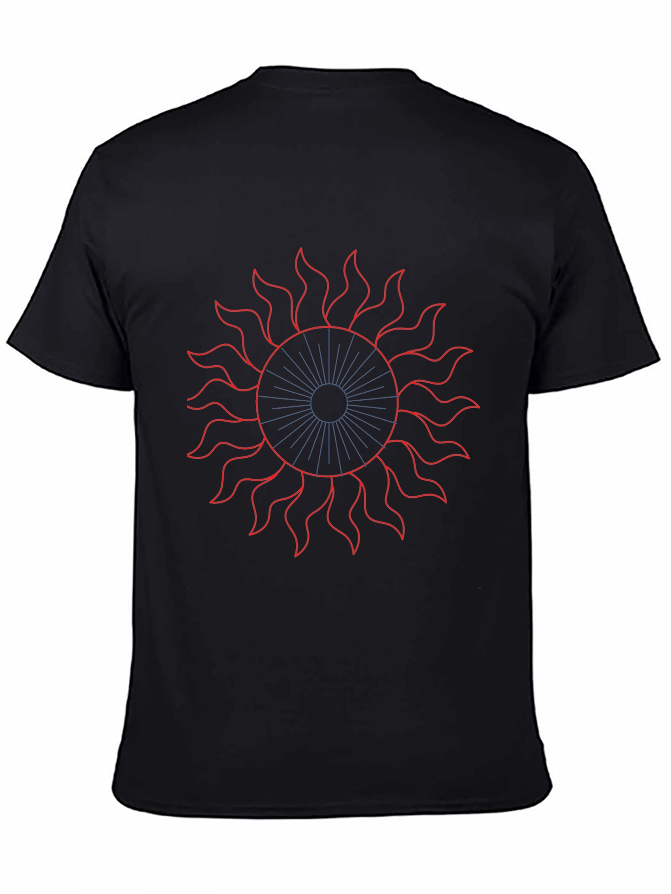 Black Sun Graphic T-Shirt - Bold Red Design on Black Cotton Tee view 4
