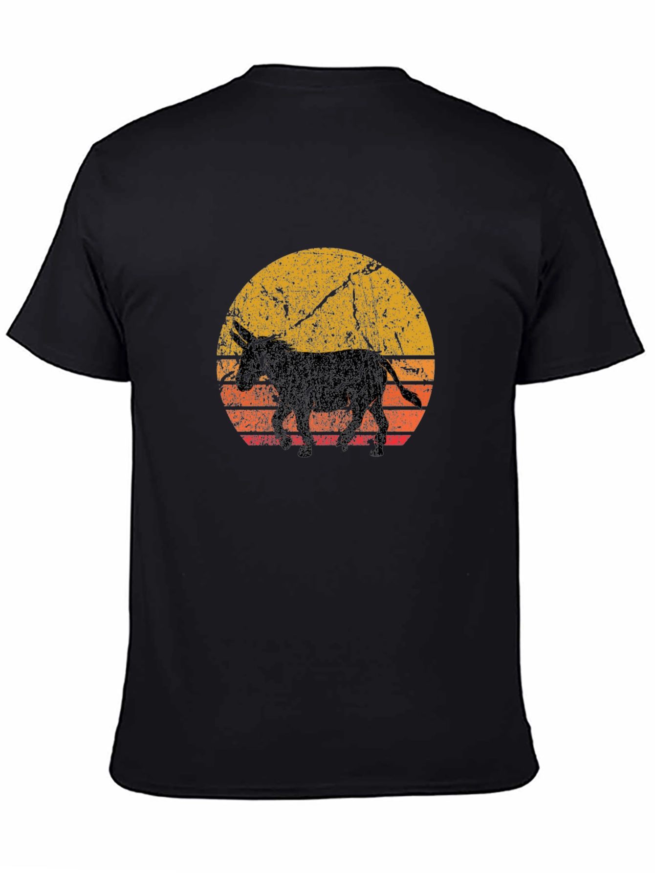 Black Retro Donkey Sunset Graphic Tee view 4