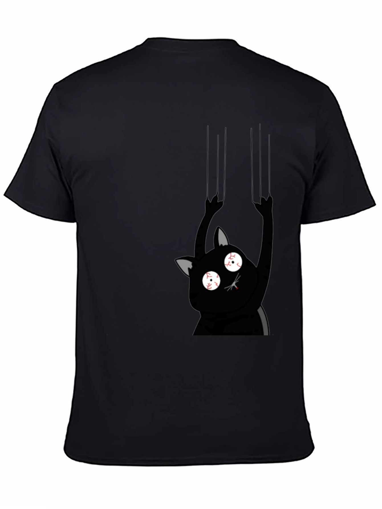 Black Crazy Cat Scratch Black T-Shirt view 4