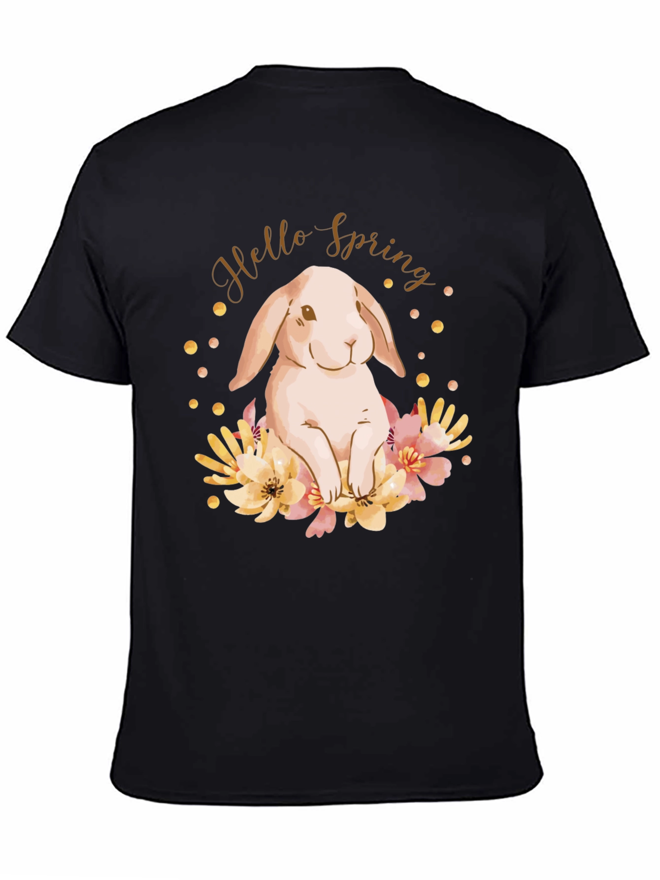 Black Hello Spring Bunny T-Shirt view 4