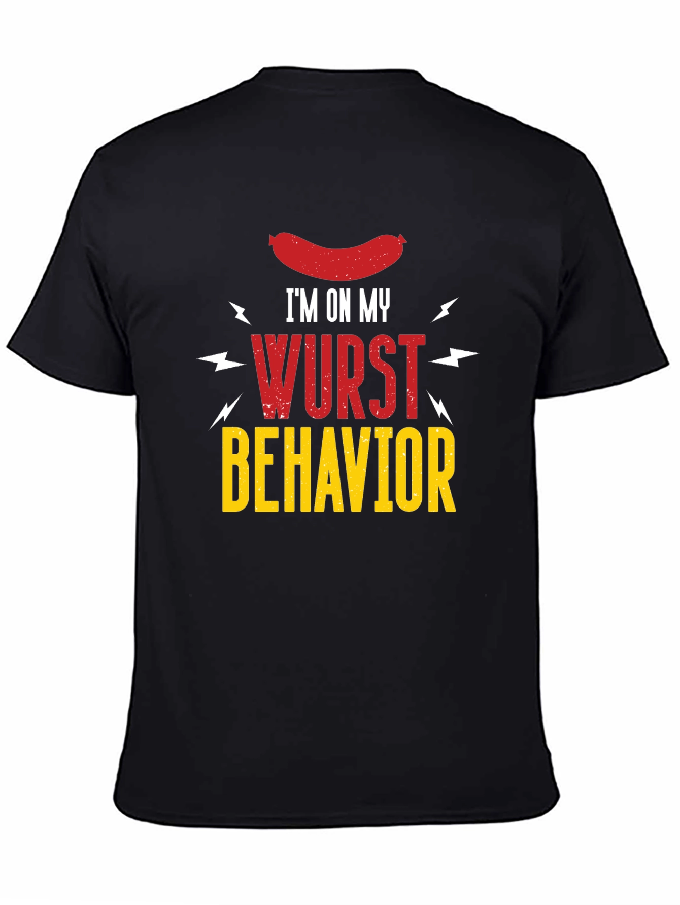 Black Wurst Behavior Graphic T-Shirt - Funny Sausage Tee view 4
