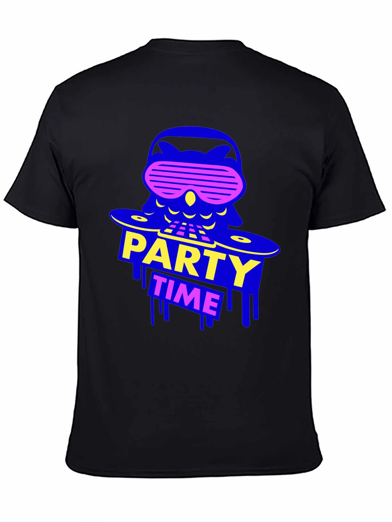 Black Party Time Owl Graphic Tee - Black Crew Neck view 4