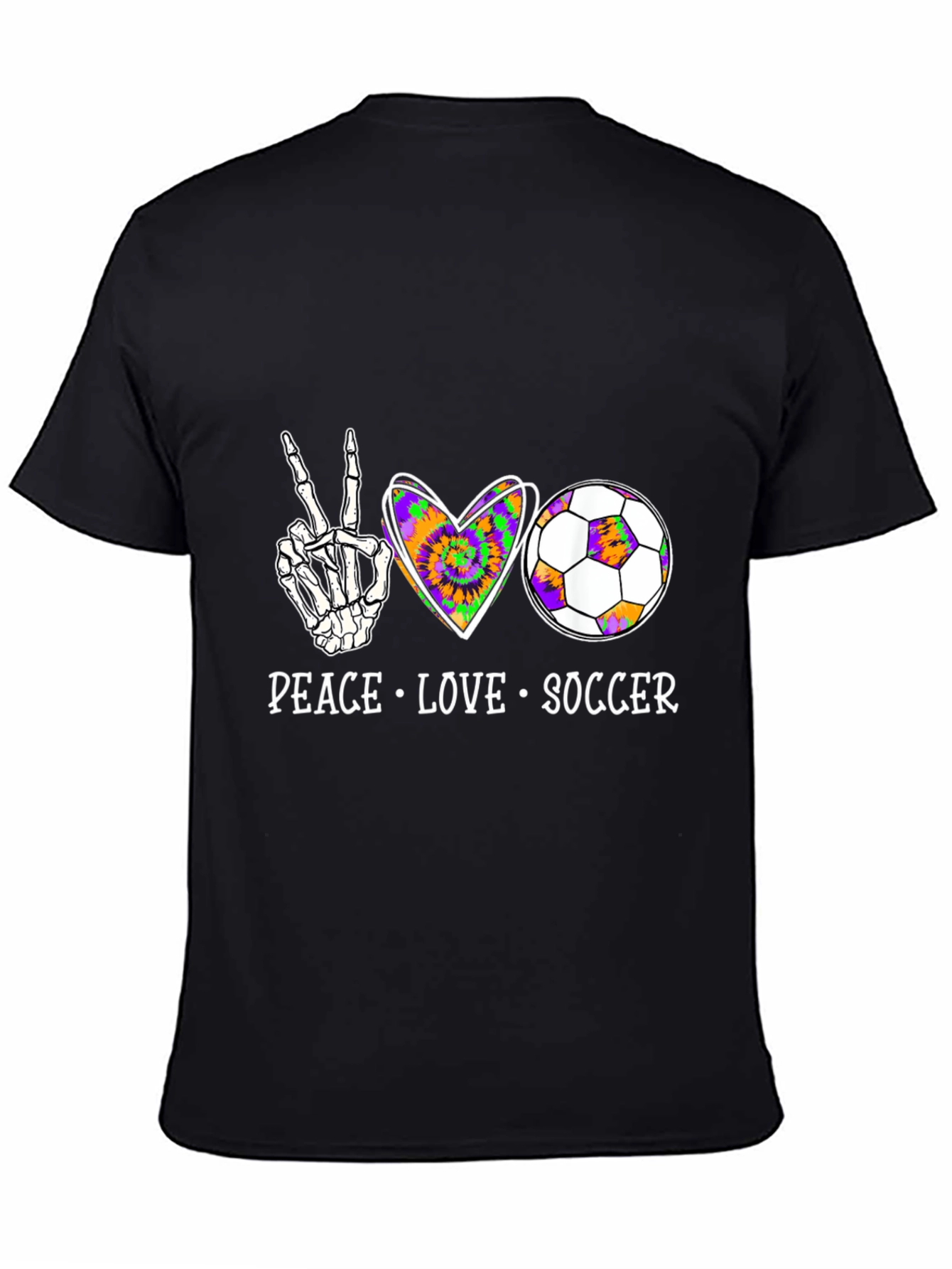 Black Peace Love Soccer T-Shirt view 4