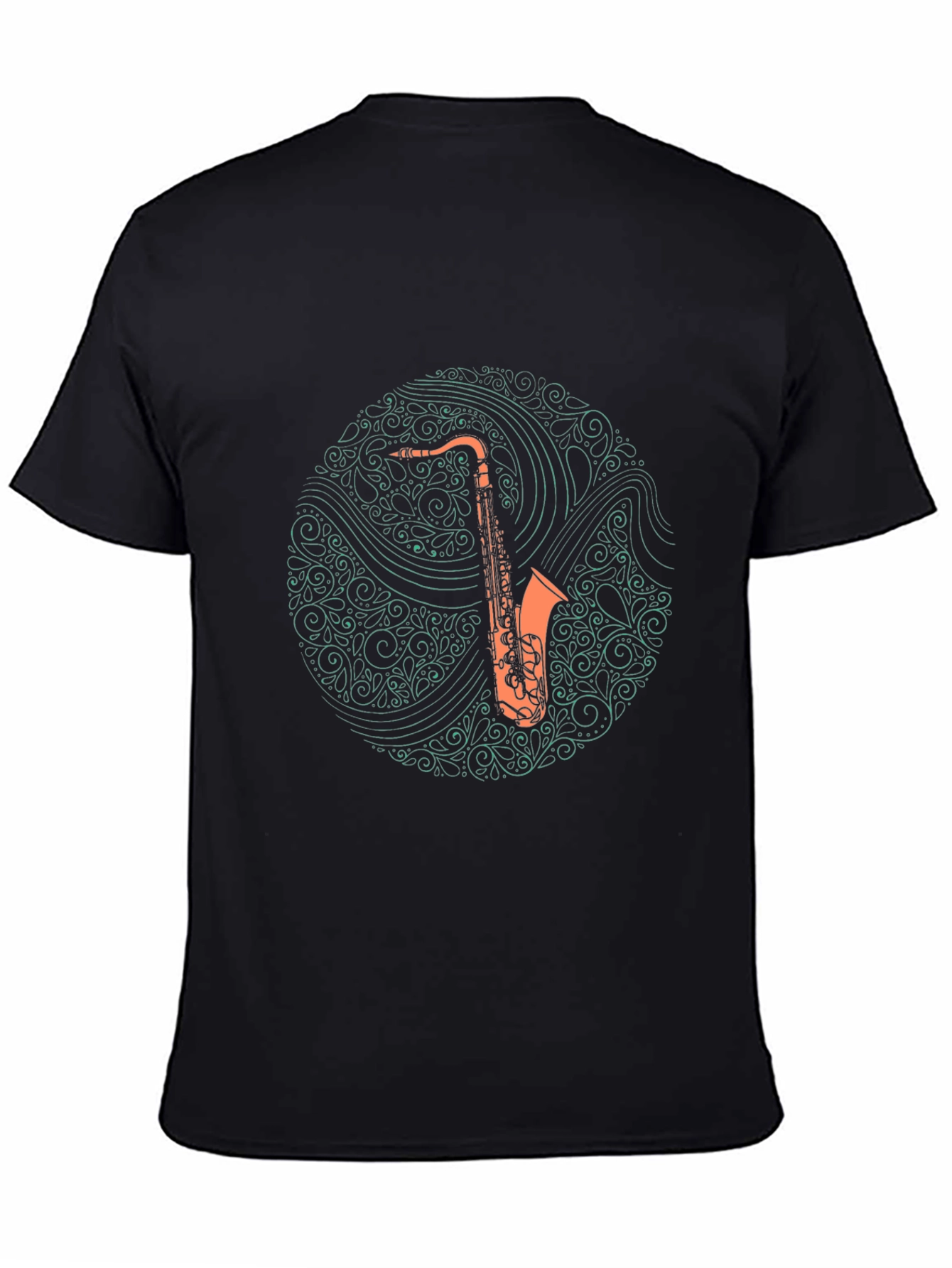 Black Saxophone Art Black T-Shirt for Music Lovers view 4