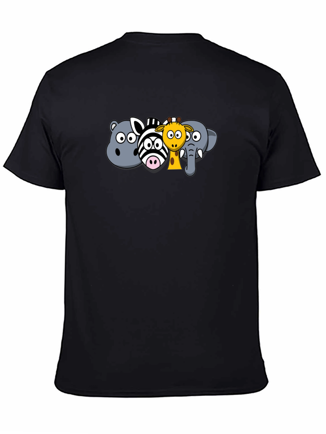 Black Cartoon Animal Crew Neck T-Shirt view 4