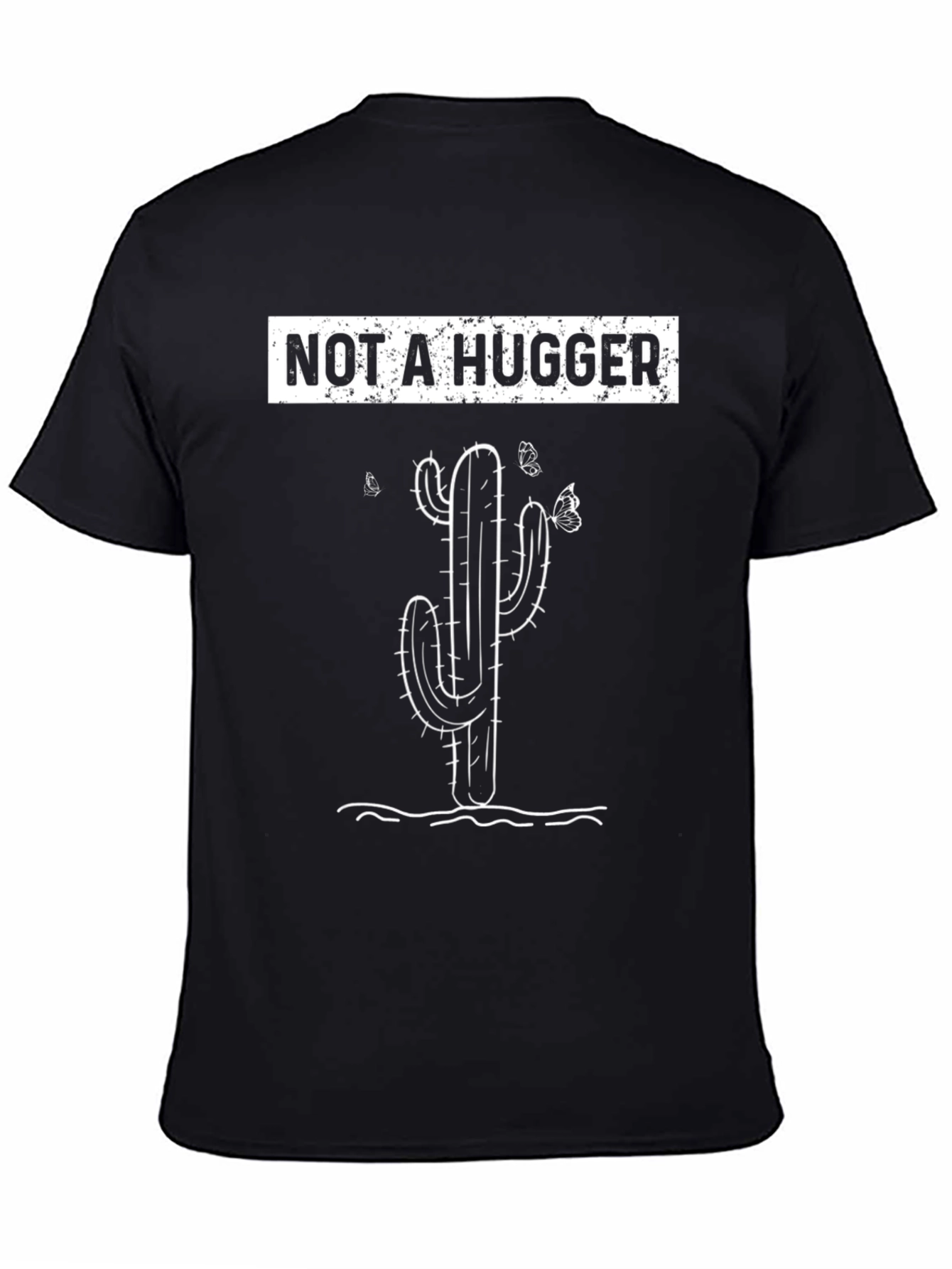 Black Not A Hugger T-Shirt Cactus Graphic Tee view 4