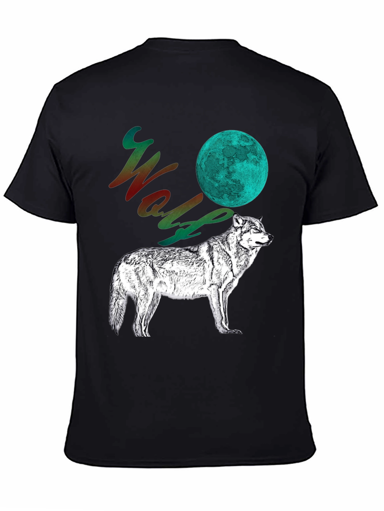 Black Wolf Moon Graphic Tee - Men's Black T-Shirt view 4