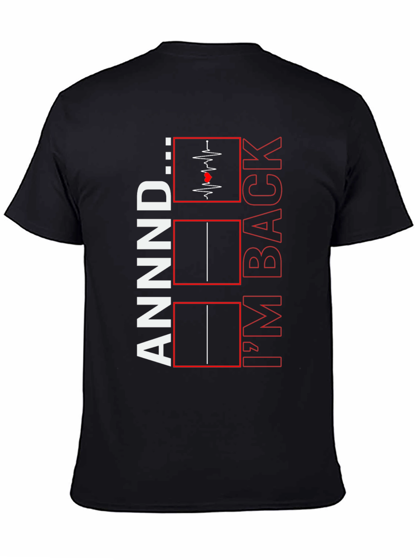 Black I'M BACK! Funny Graphic Tee view 4