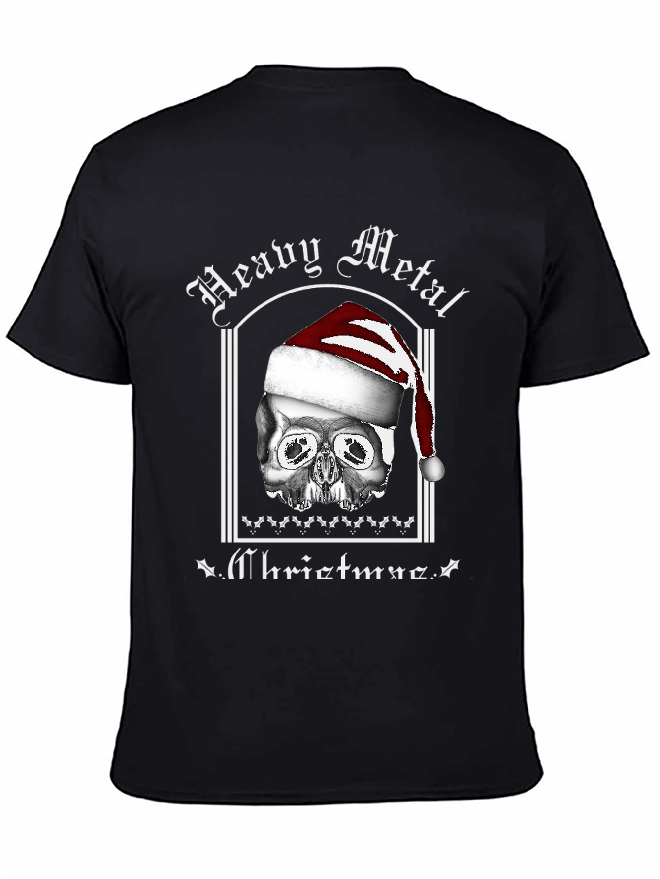 Black Heavy Metal Christmas Skull T-Shirt view 4