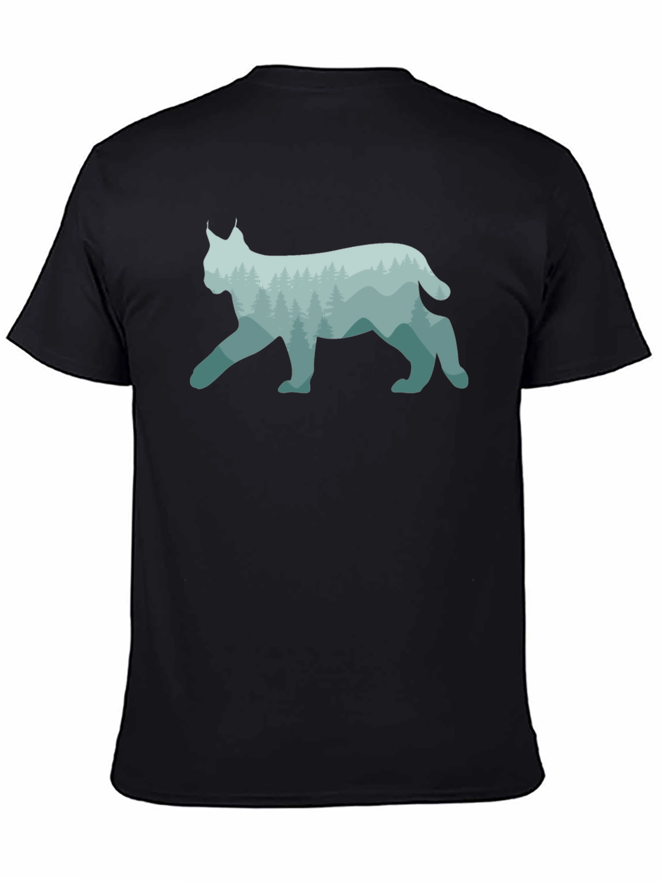 Lynx Forest Silhouette Black T-Shirt - 4