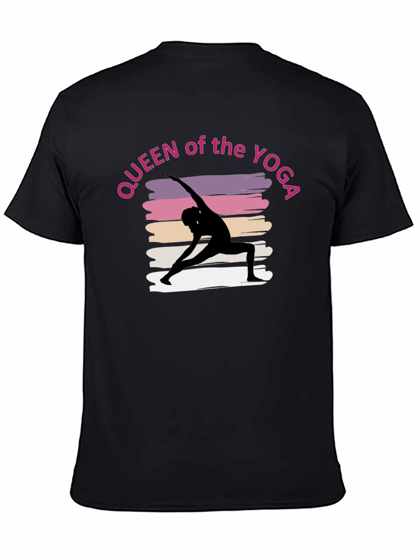 Black Queen of the Yoga Tee - Black Unisex T-Shirt view 4