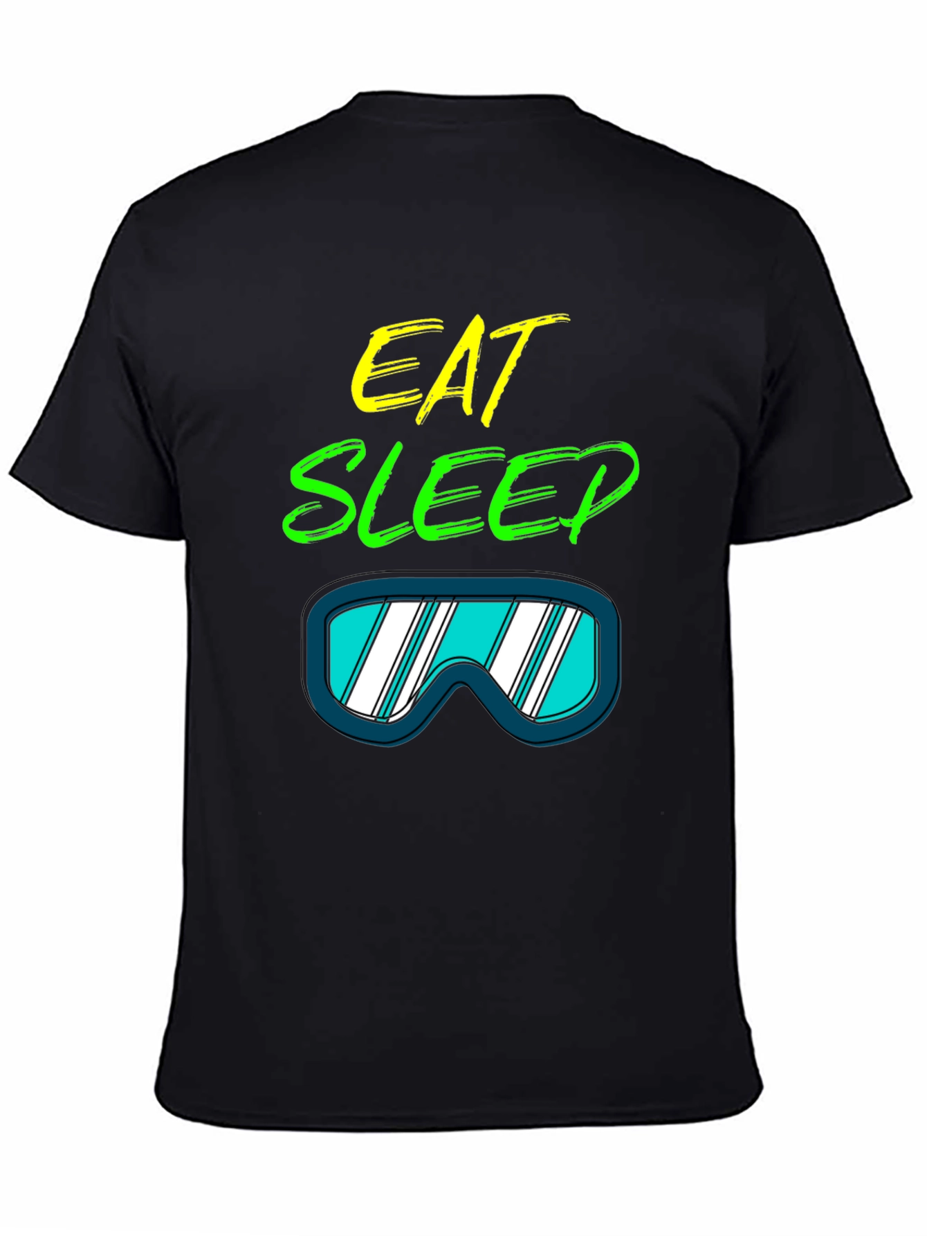 Black Eat Sleep Ski T-Shirt: Cool Ski Goggles Graphic Tee view 4