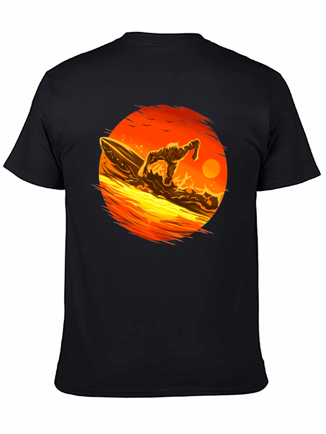 Black Surfer Sunset Graphic Tee - Black Cotton T-Shirt view 4