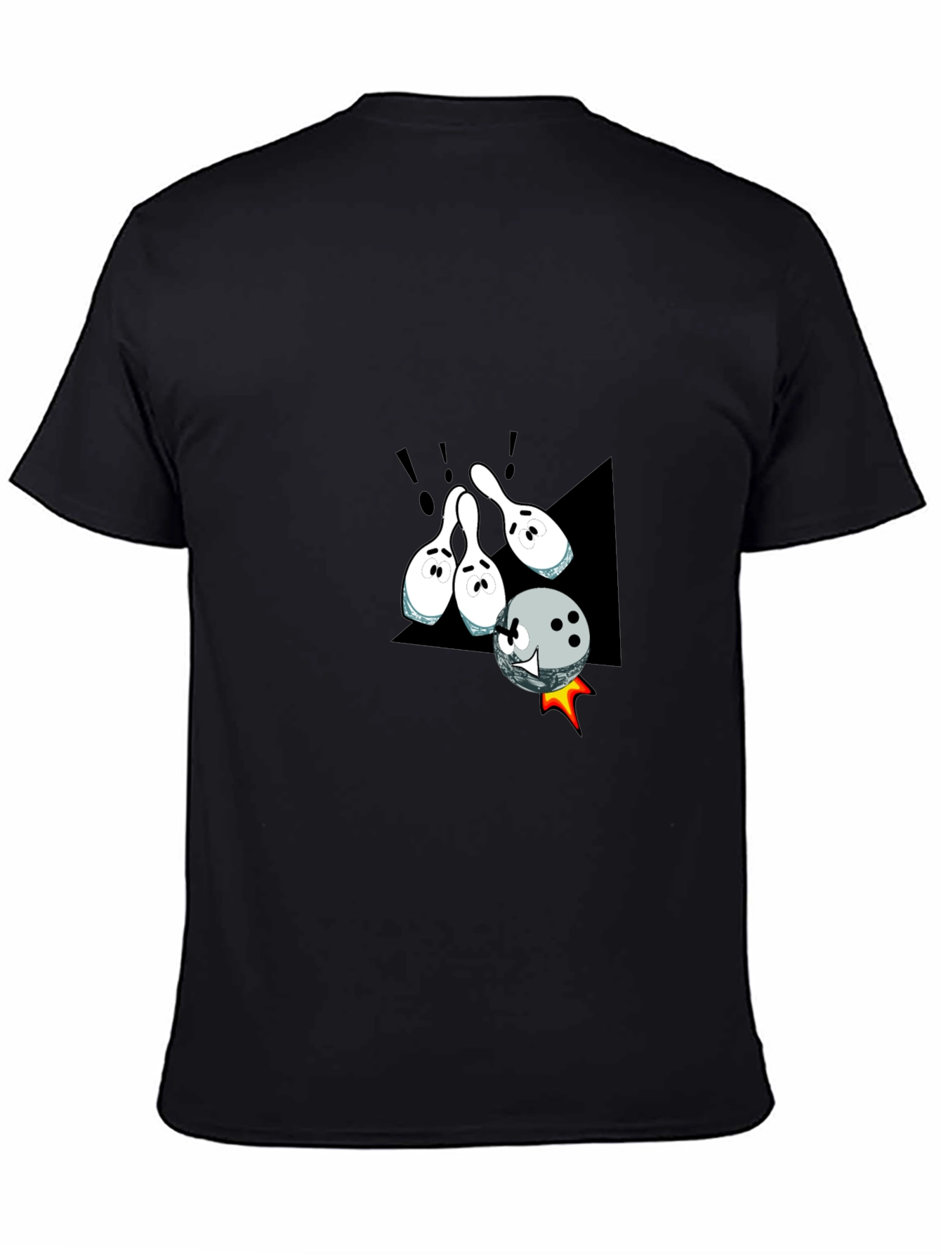 Black Bowling Strike T-Shirt - Fun Cartoon Design view 4