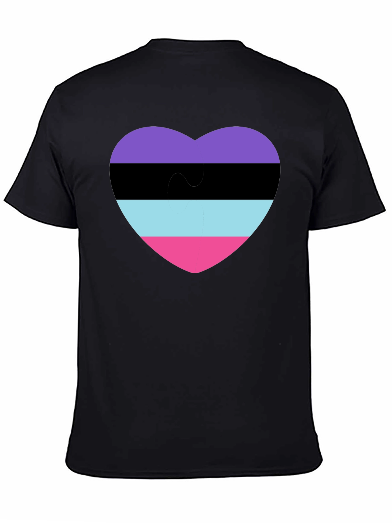 Black Omnisexual Pride Heart T-Shirt - Black view 4