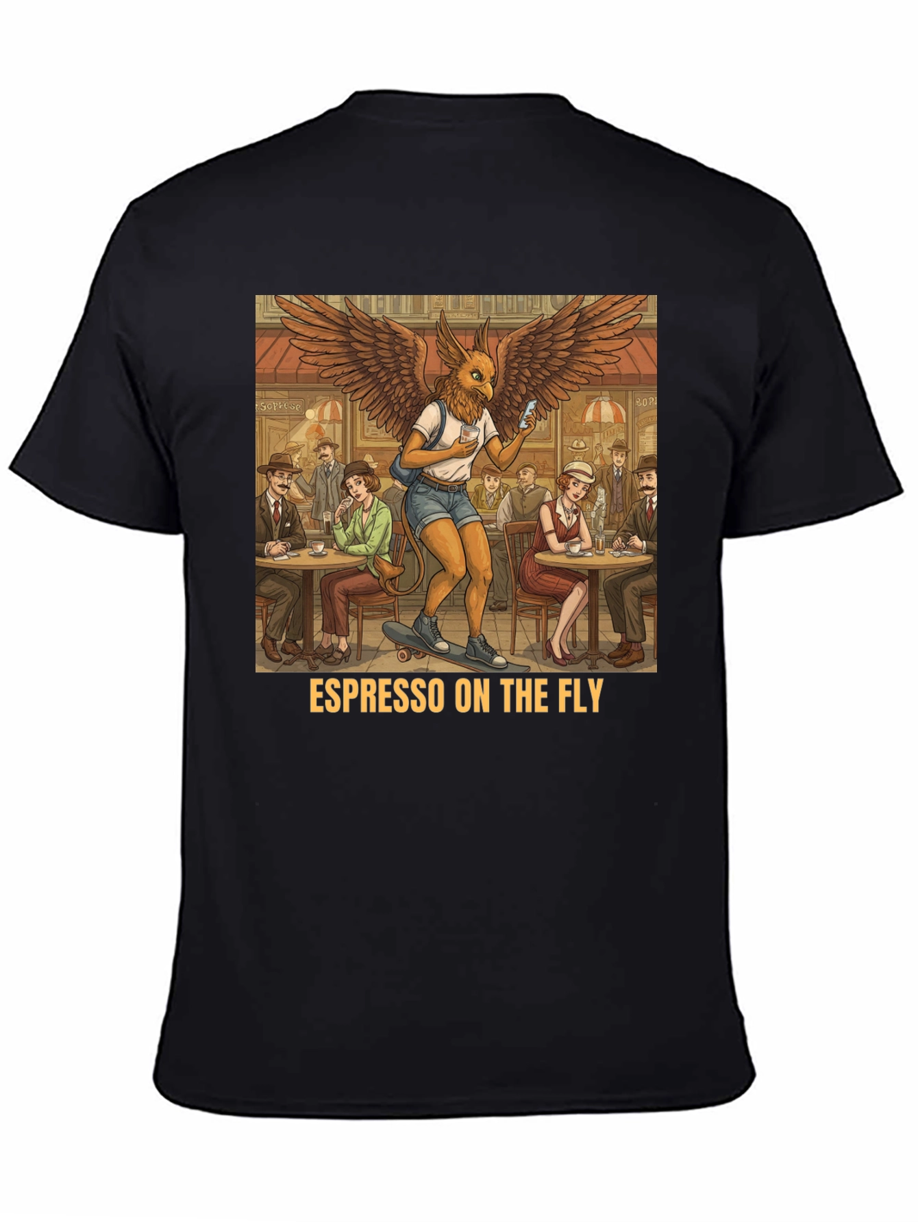 Black Espresso On The Fly T-Shirt - Quirky Graphic Tee view 4