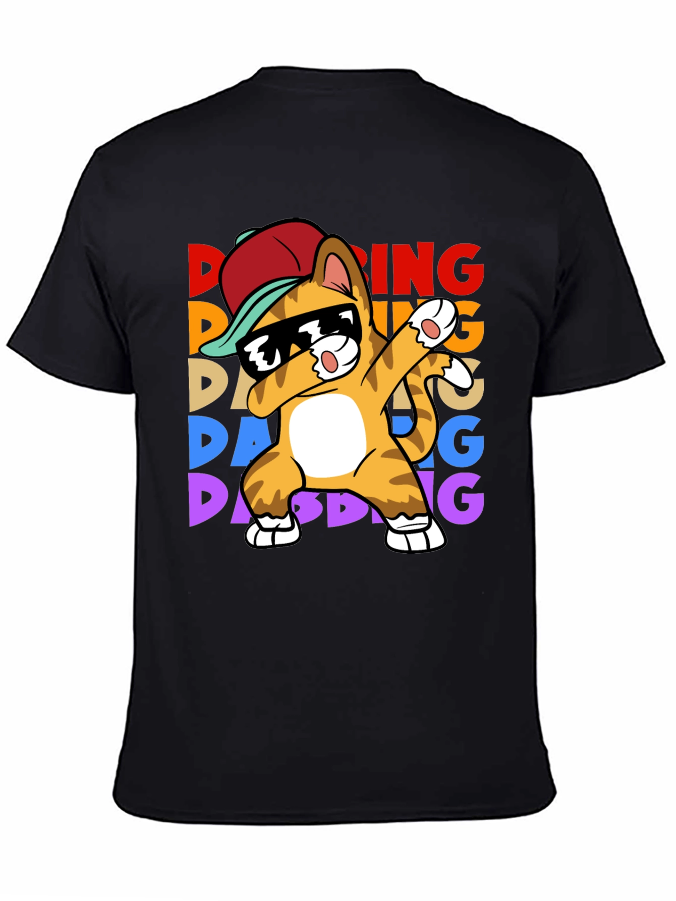 Black Dabbing Cat T-Shirt - Fun & Unique Design view 4