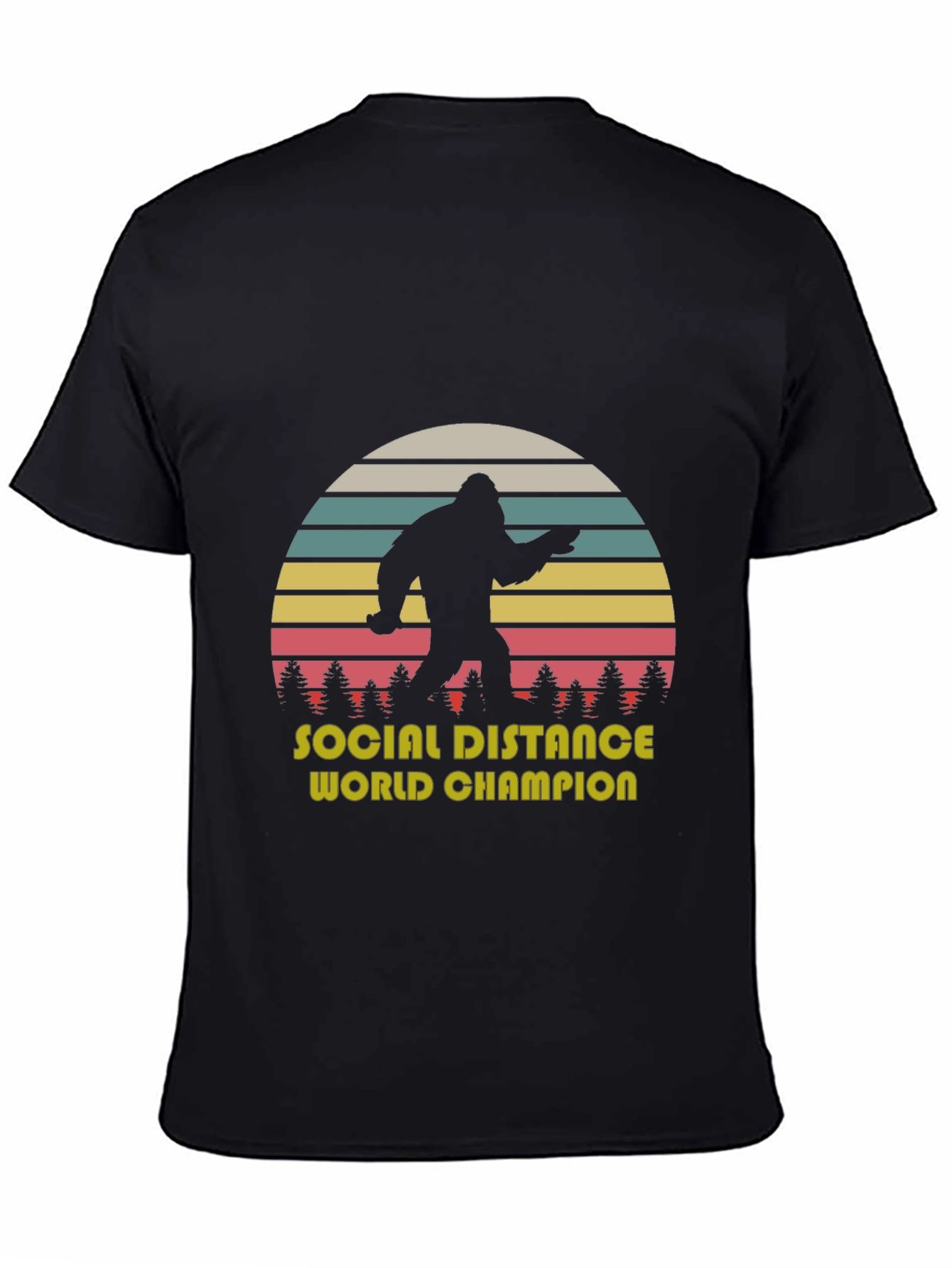 Black Social Distance World Champion T-Shirt view 4