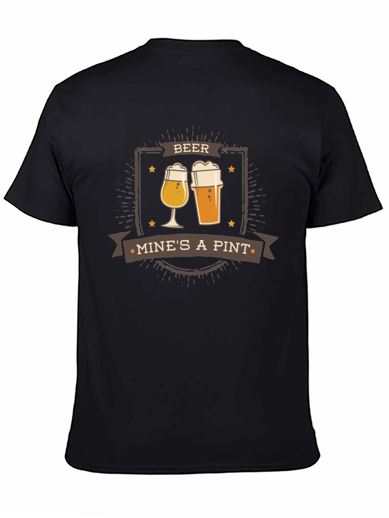 Black Beer Mine's A Pint Graphic Tee - Cool Drinking T-Shirt view 4