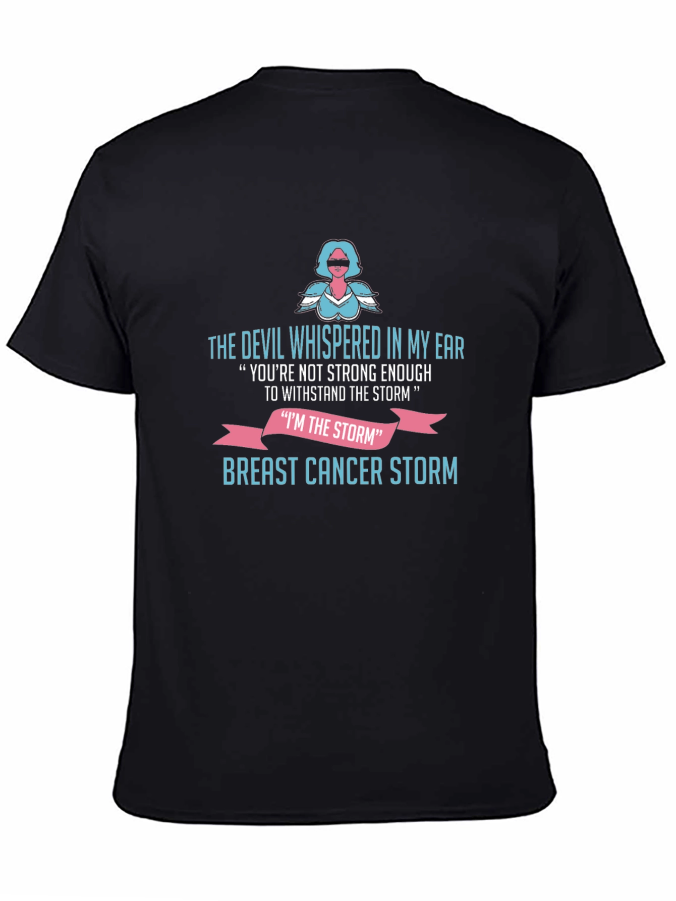 Black Breast Cancer Storm T-Shirt view 4