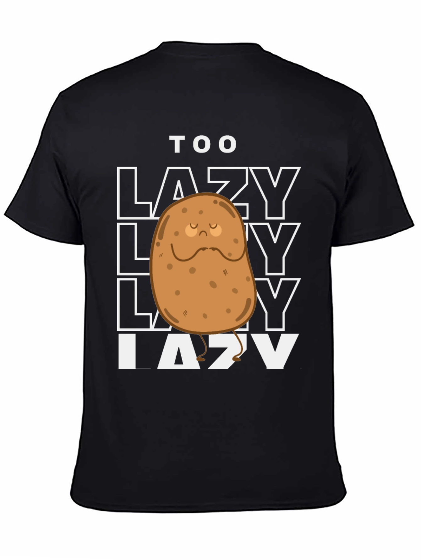 Black Funny Too Lazy Potato Graphic T-Shirt view 4