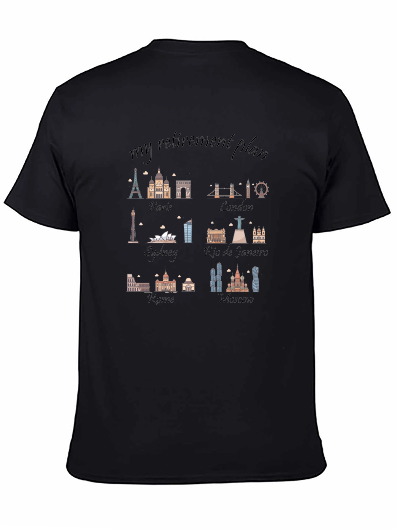 Black Travel Retirement Plan T-Shirt view 4