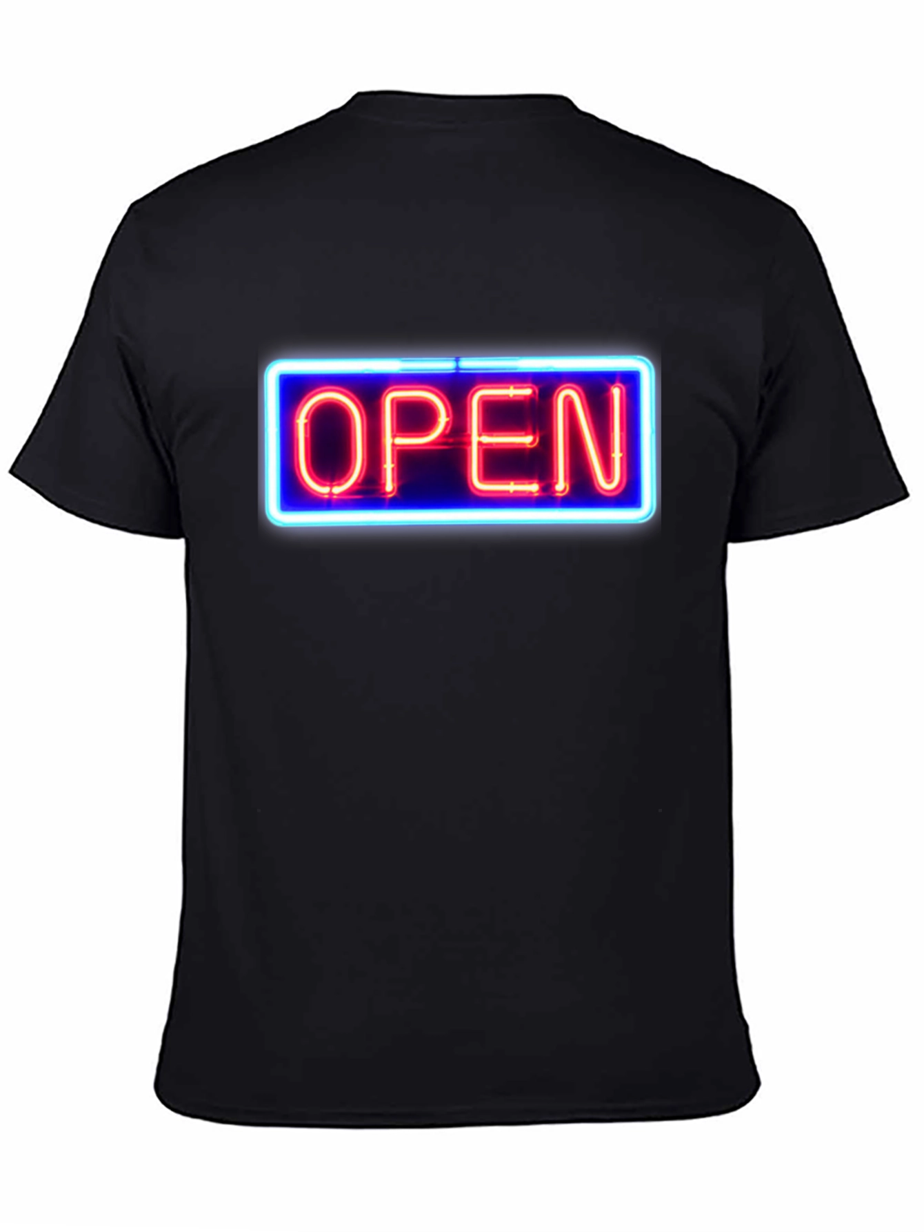Black Neon Open Sign Graphic T-Shirt view 4