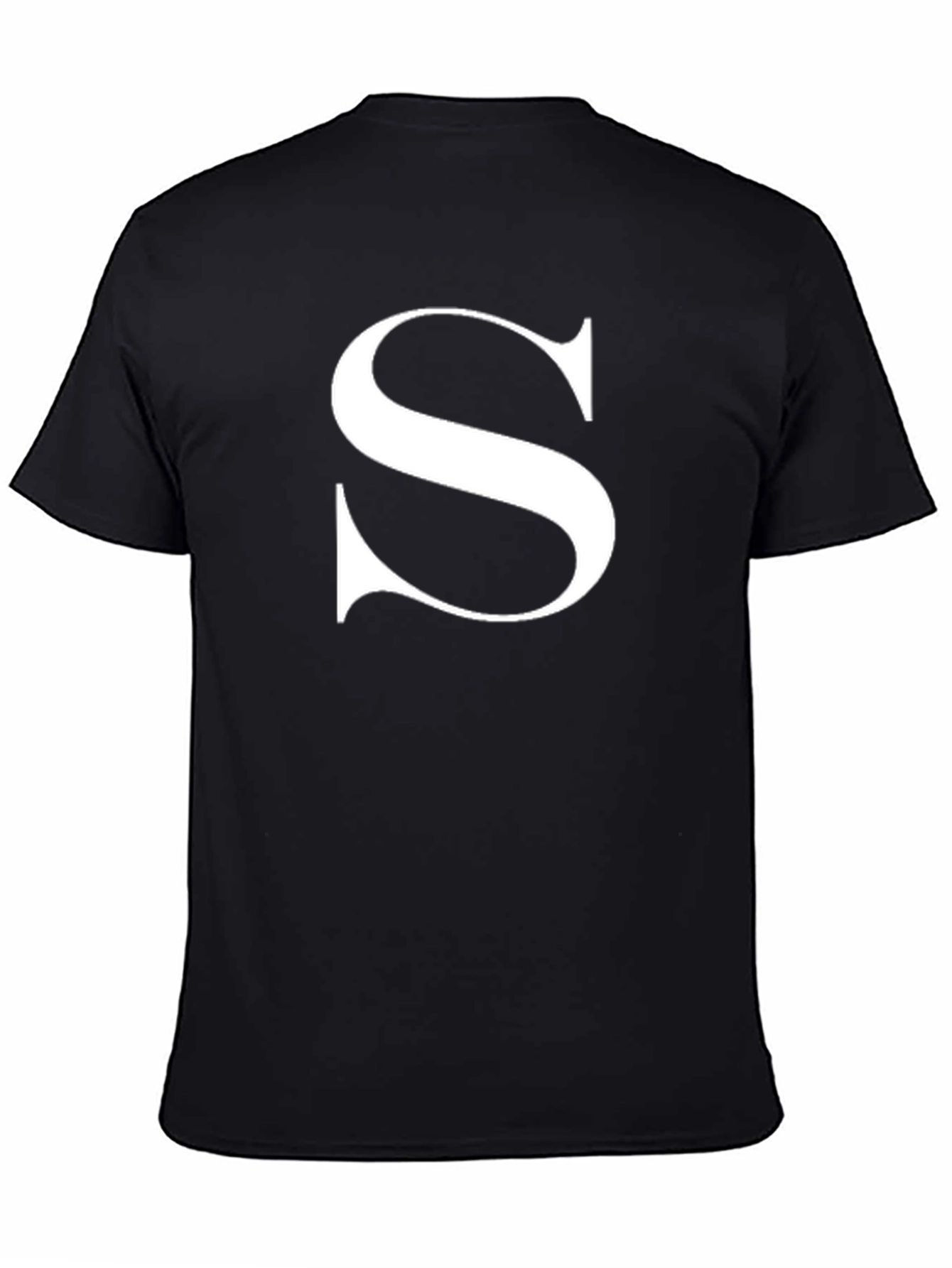 Black Bold Initial 'S' Black T-Shirt view 4