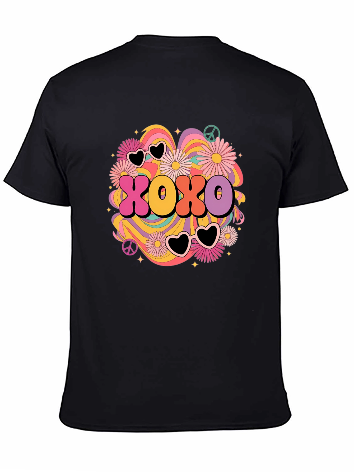 Black XOXO Retro Graphic Tee - Hugs & Kisses T-Shirt view 4