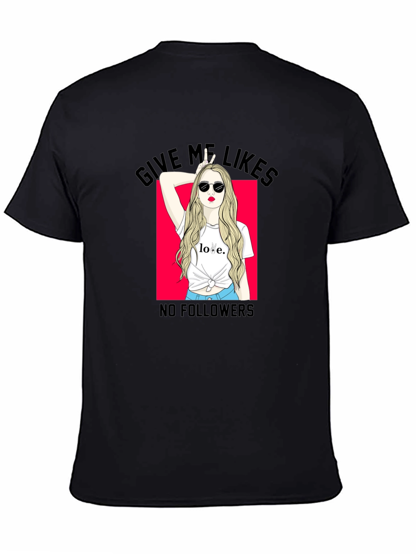 Black Give Me Likes Black Graphic Tee view 4
