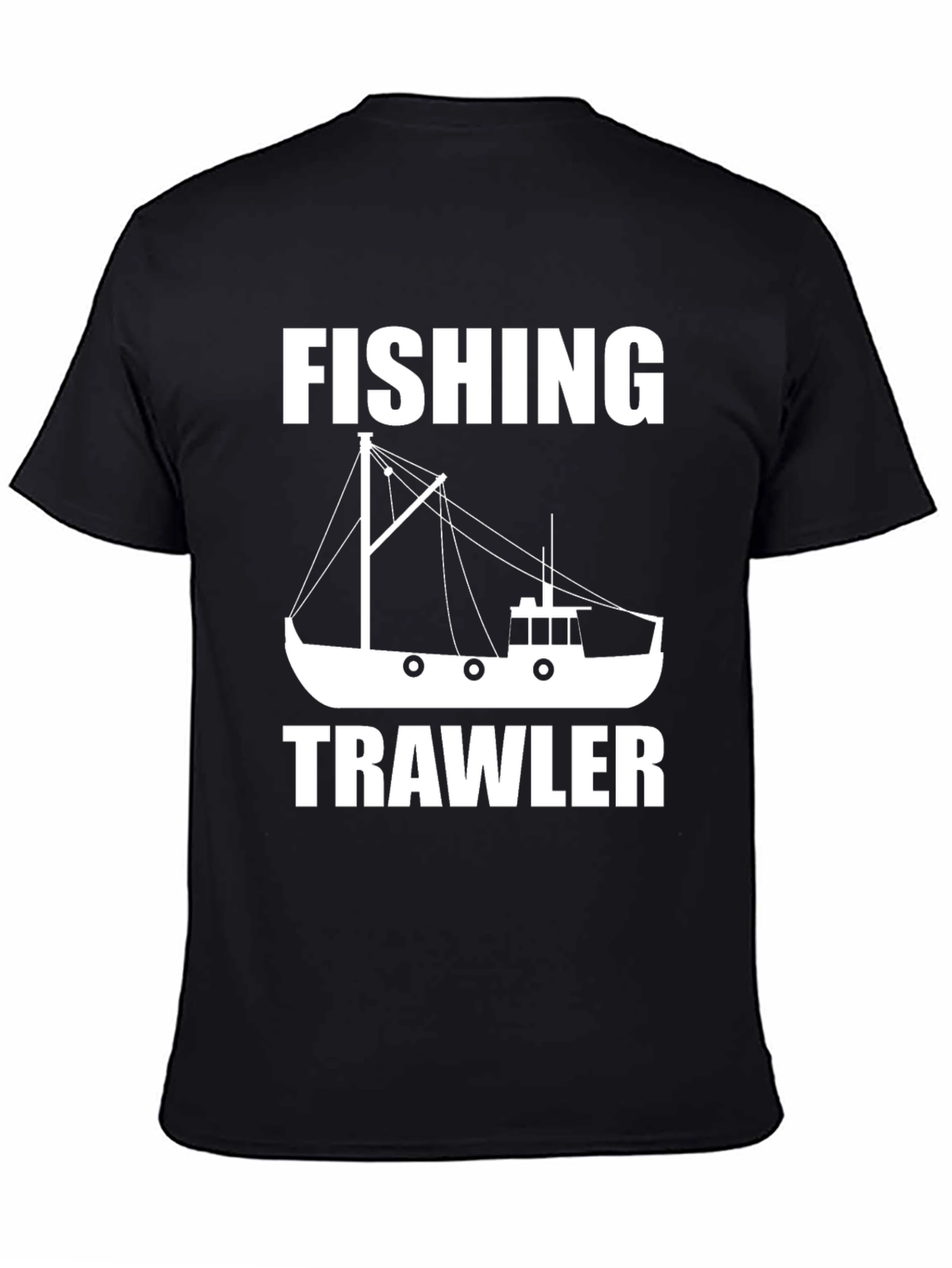 Black Fishing Trawler Graphic Tee - Black Cotton Comfort view 4