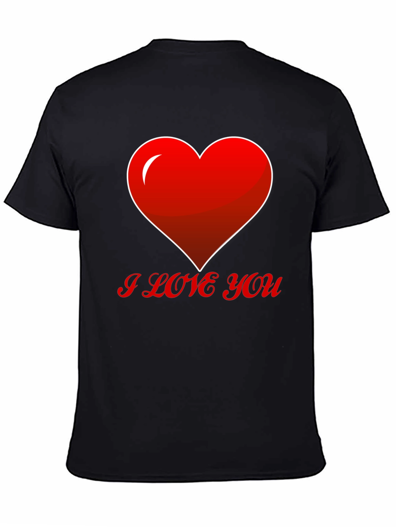 Black I Love You Heart T-Shirt view 4