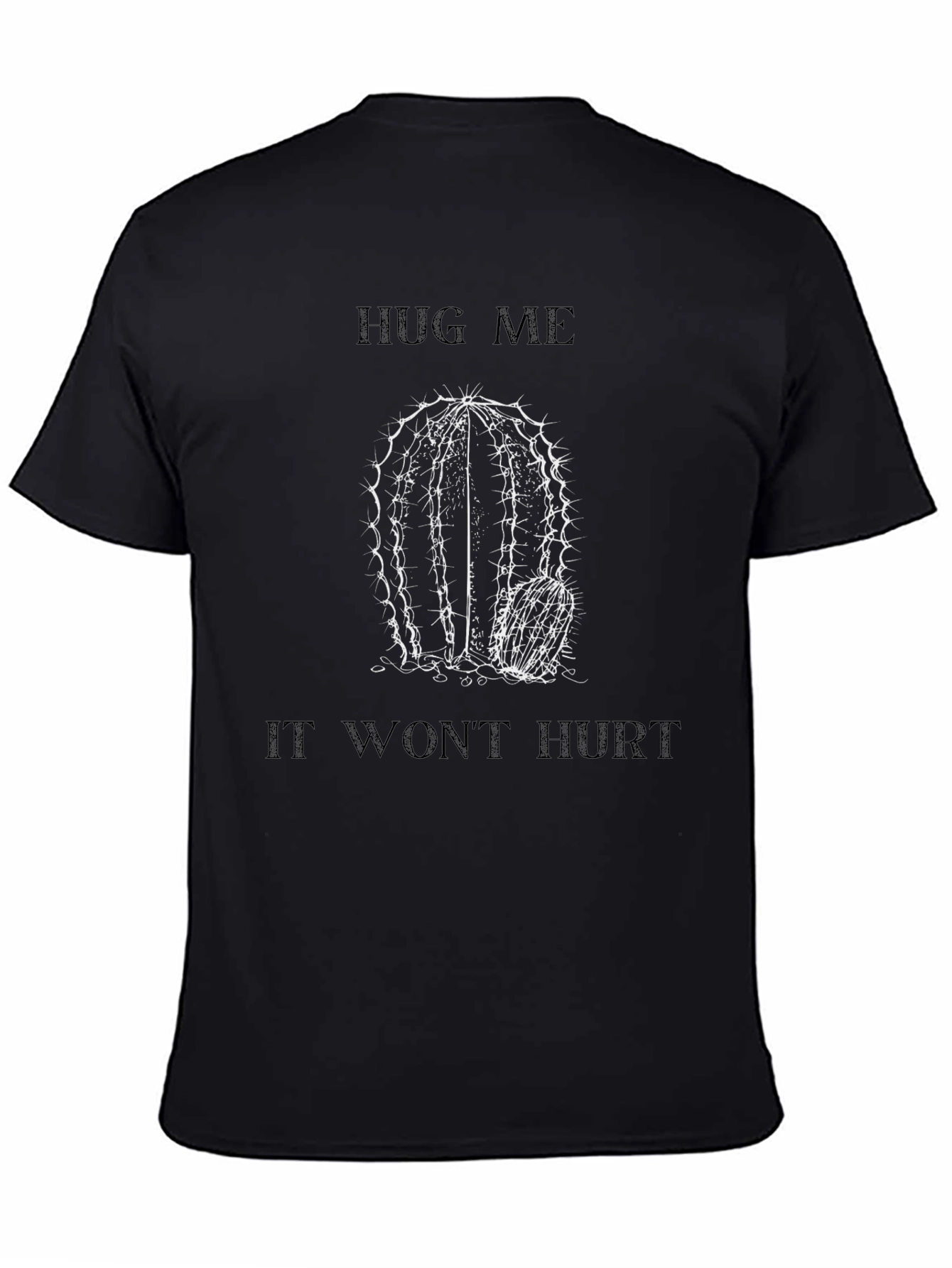 Black Hug Me Cactus Graphic T-Shirt - Black view 4