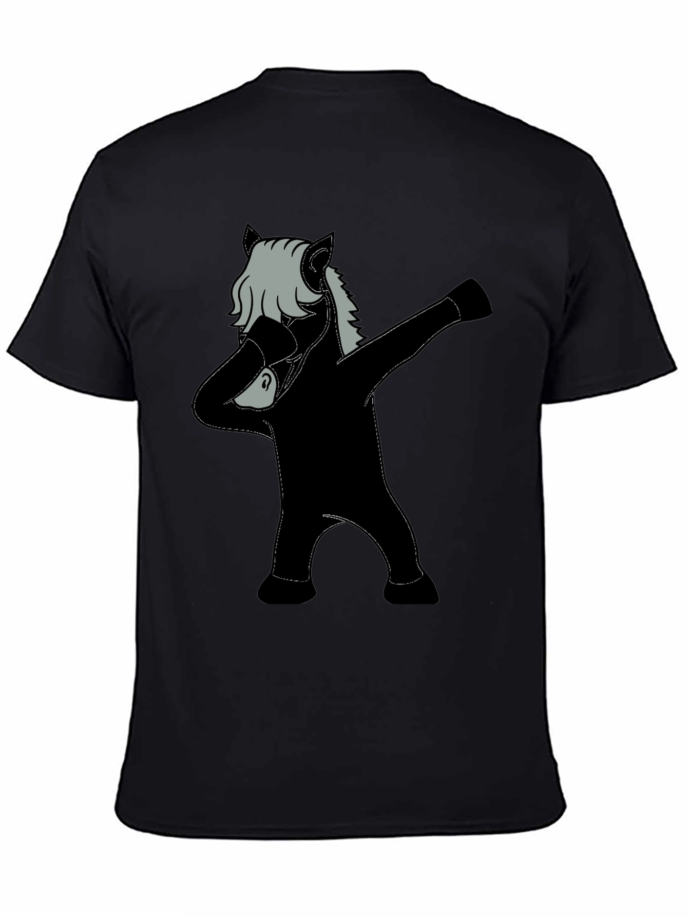Black Dabbing Horse Graphic Tee - Black view 4