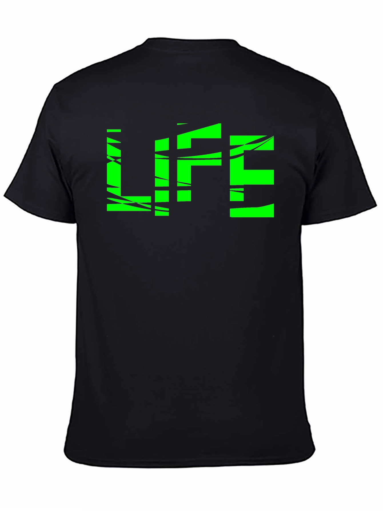 Black Green "LIFE" Graphic Black T-Shirt view 4