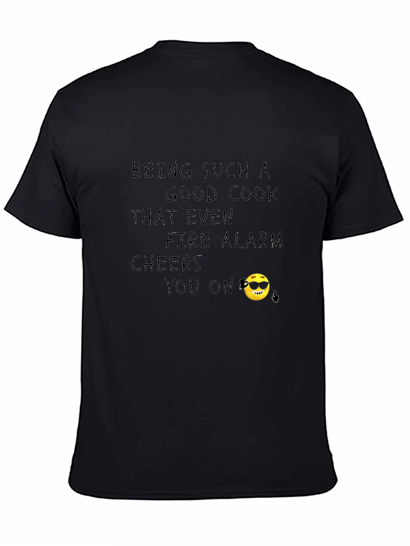 Black Cool Cook T-Shirt - Fire Alarm Cheers You On! view 4